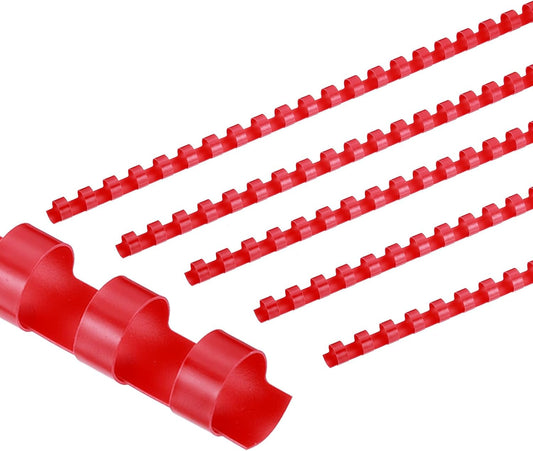 PATIKIL 10mm (3/8") Plastic Binding Combs, 50 Pcs 21 Rings Comb Binding Spines 60 Sheet Capacity Letter Size for Binding Paper Sheets, Red