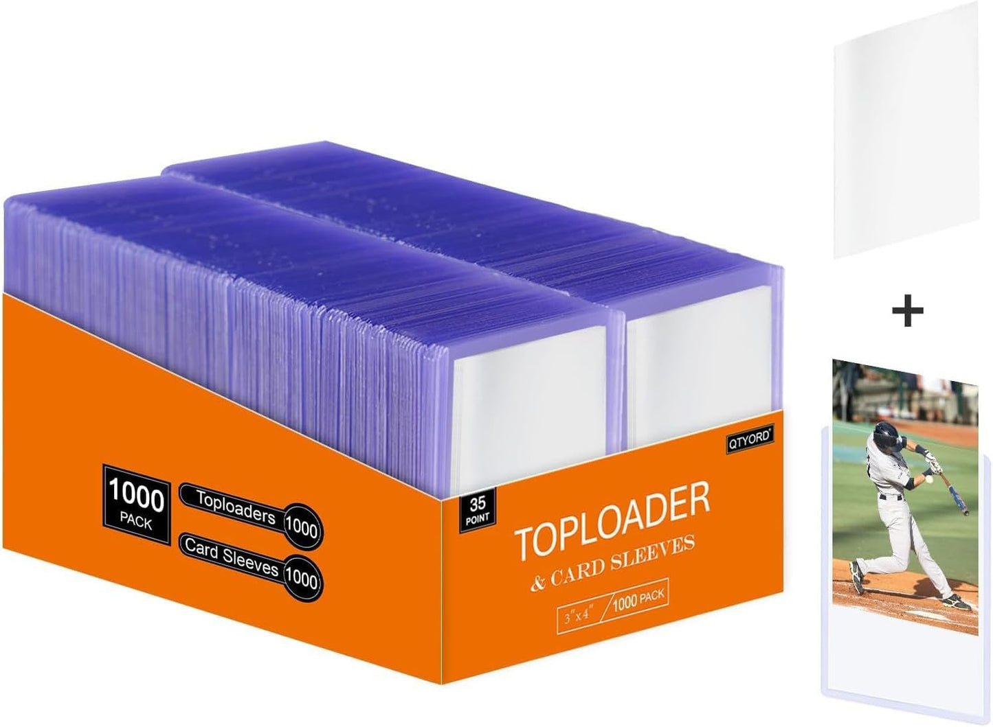 2000Pcs Clear Top Loaders for Cards (1000Pcs Hard Plastic Card Holders & 1000Pcs Card Sleeves) 3" x 4" Toploaders, Card Protector Sleeves for Baseball Cards, Standard Trading Cards