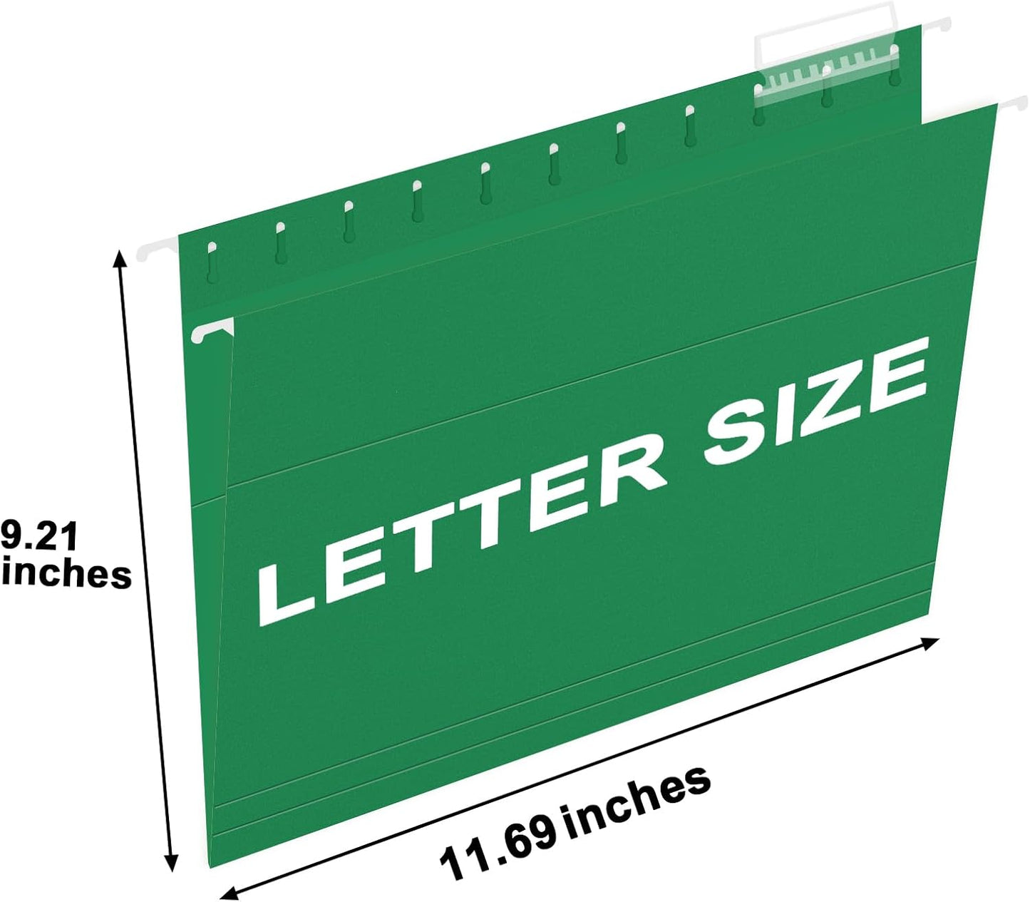 HERKKA Hanging File Folders, 60 Pack Reinforced Letter Size Hanging Folders, Designed for Bulky Files, Filing Cabinet, 1/5-Cut Adjustable Tabs (Green)