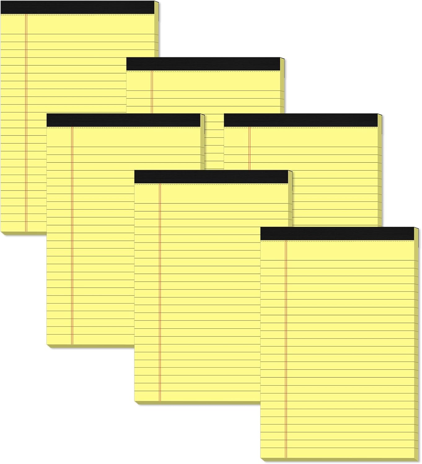 Yellow Note Pads 5x8 Small Legal Pads College Ruled Notepad for Office 6 Pack Yellow Writing Pads 5x8 Narrow Ruled Paper Pads 25 Lines 80 GSM Paper Tablets 5x8" Lined Notepads With 30 Sheets Per Pad