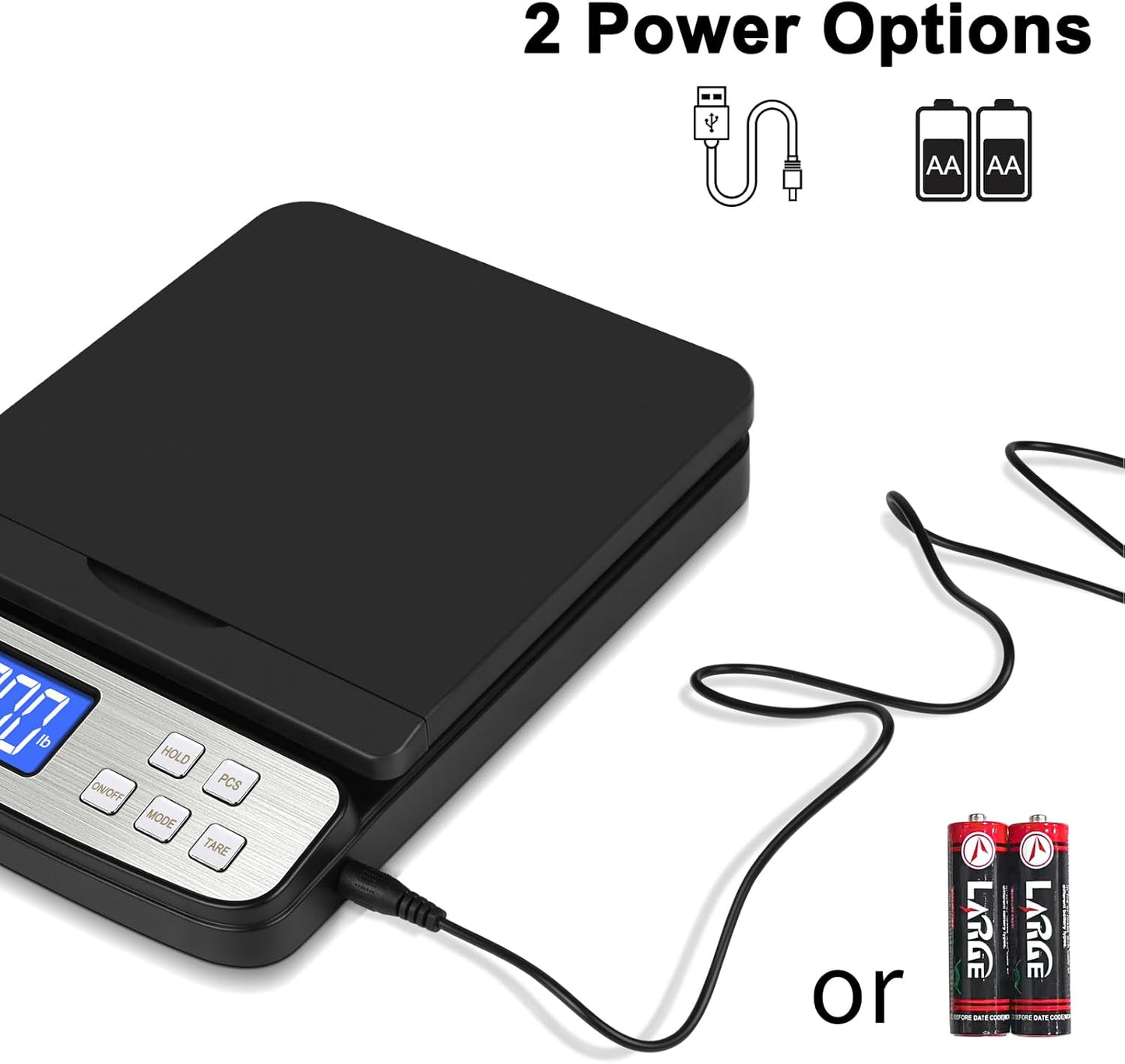 Fuzion Shipping Scale - Digital Postal Scale 88lb x 0.1oz, 5 Units, Hold/Tare/PCS Counting, Easy Calibration, Large LCD, All-in-1 Scale for Packages