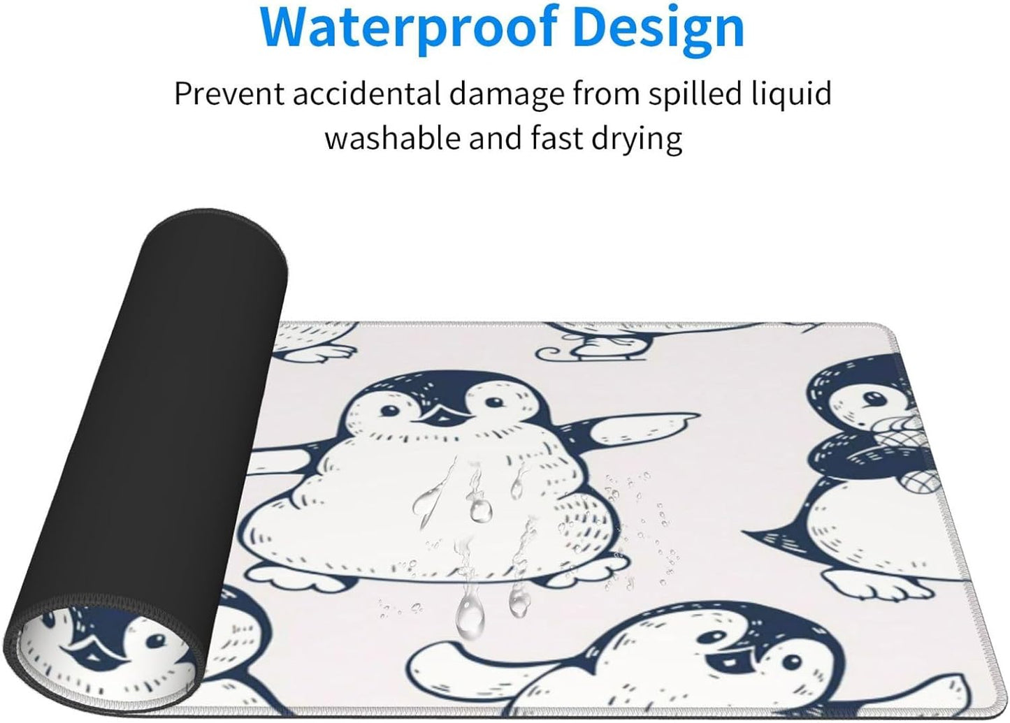 Cute Penguins Mouse Pad, Large Big Gaming Mouse Pad Desk Pad, Mousepad with Non-Slip Rubber Base, Extended XXL Mouse Mat for Computer Laptop Office Accessories