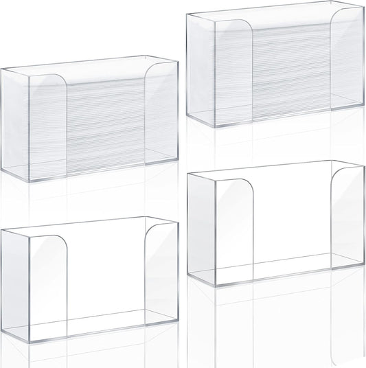 Deekin 4 Pcs Acrylic Paper Towel Dispenser Countertop Paper Towel Holder, Clear Trifold Guest Napkin Dispenser for Z-fold, C-fold or Multifold paper holder for Bathroom Toilet and Kitchen