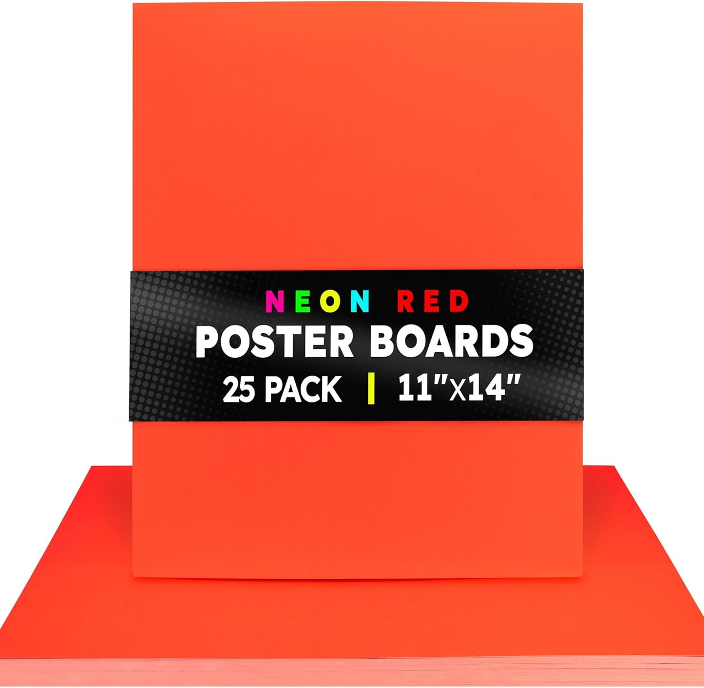 Hygloss Medium Poster Board 11x14 - 25 Neon Red Single Color Poster Boards Bulk Pack - 10 Pt. Thickness Colored Poster Board Paper for Projects, Signs, Displays - Posterboard Multipack 11" x 14"