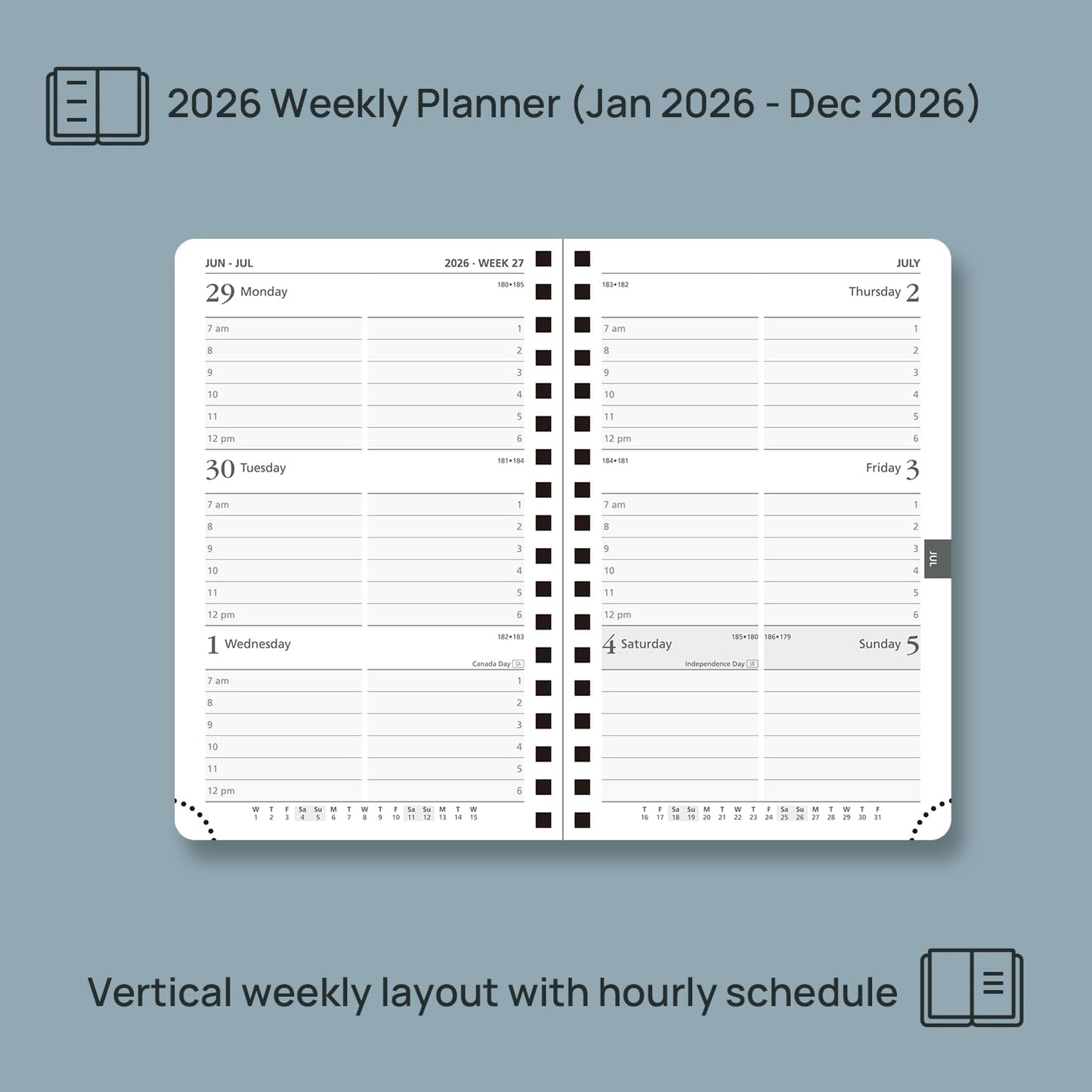 POPRUN Pocket 2026 Planner (Small Size- 4'' x 6.25'') Weekly and Monthly for Purse - Calendar 2026 (Jan. 2026 - Dec.2026) with Soft Cover, Plastic Ruler - Black