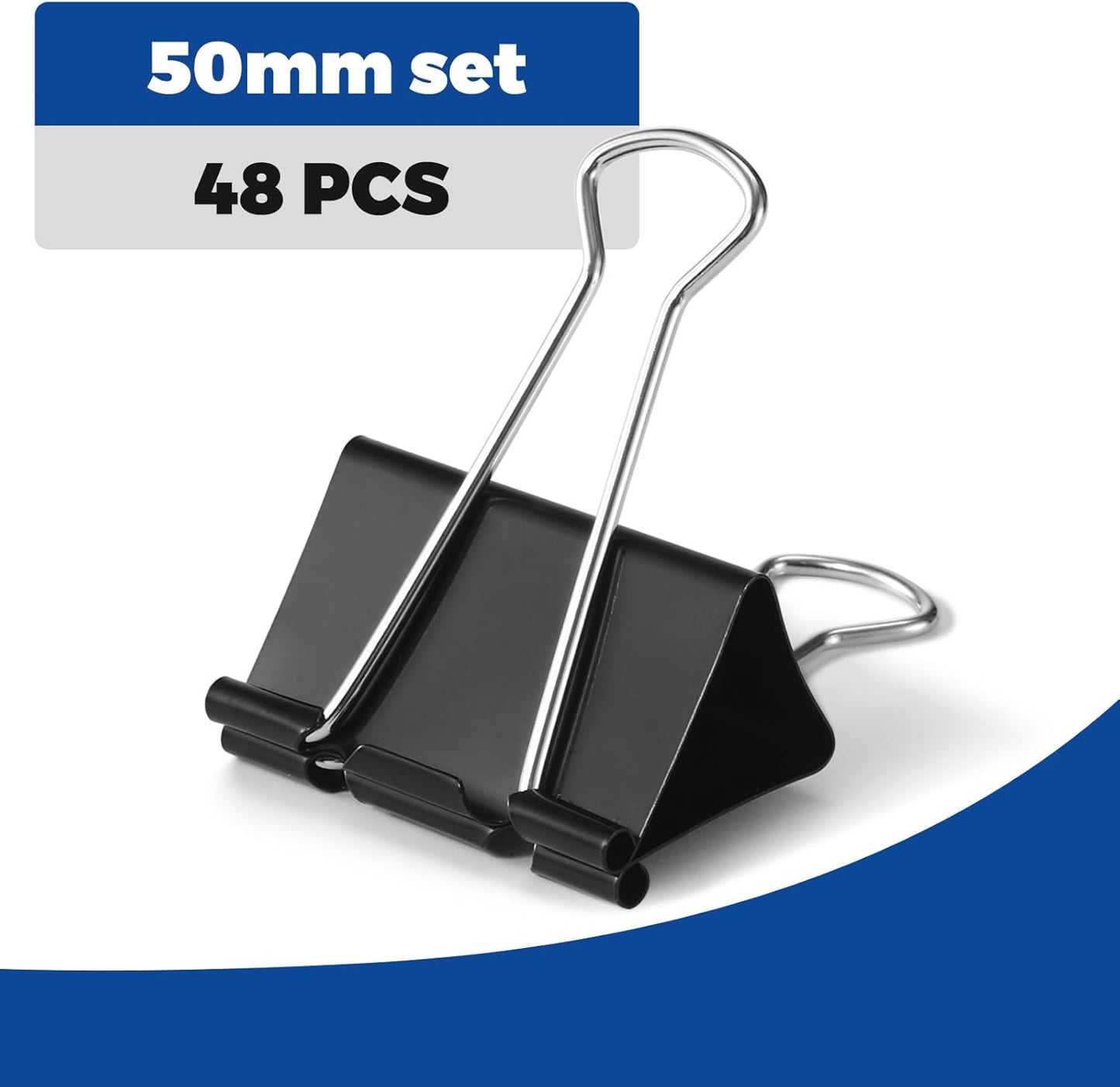 Eclirgan 1.9-Inch Large Binder Clip with Heavy-Duty/Folding/Rust-Resistant,48-Pack Thick Metal Office Clip in 4 Boxes,Black Paper Clamps for School/Outdoor Use/Office/Home