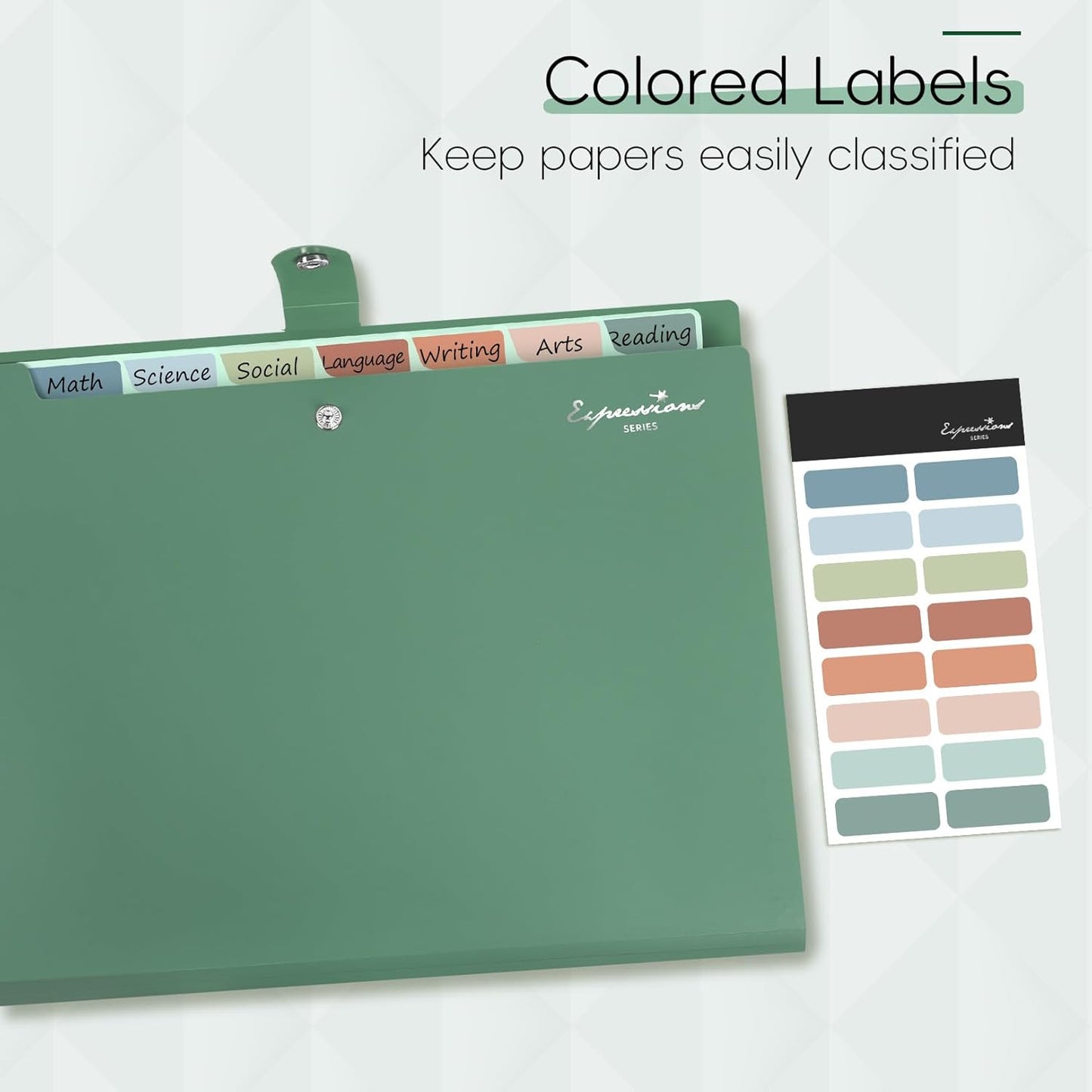 Sooez Elegant Accordion File Organizer with Labels, 8 Pocket Expanding File Folder, Portable Folders for Documents, Cute Paper Organizer for School Office Supplies, Letter Size, Light Purple