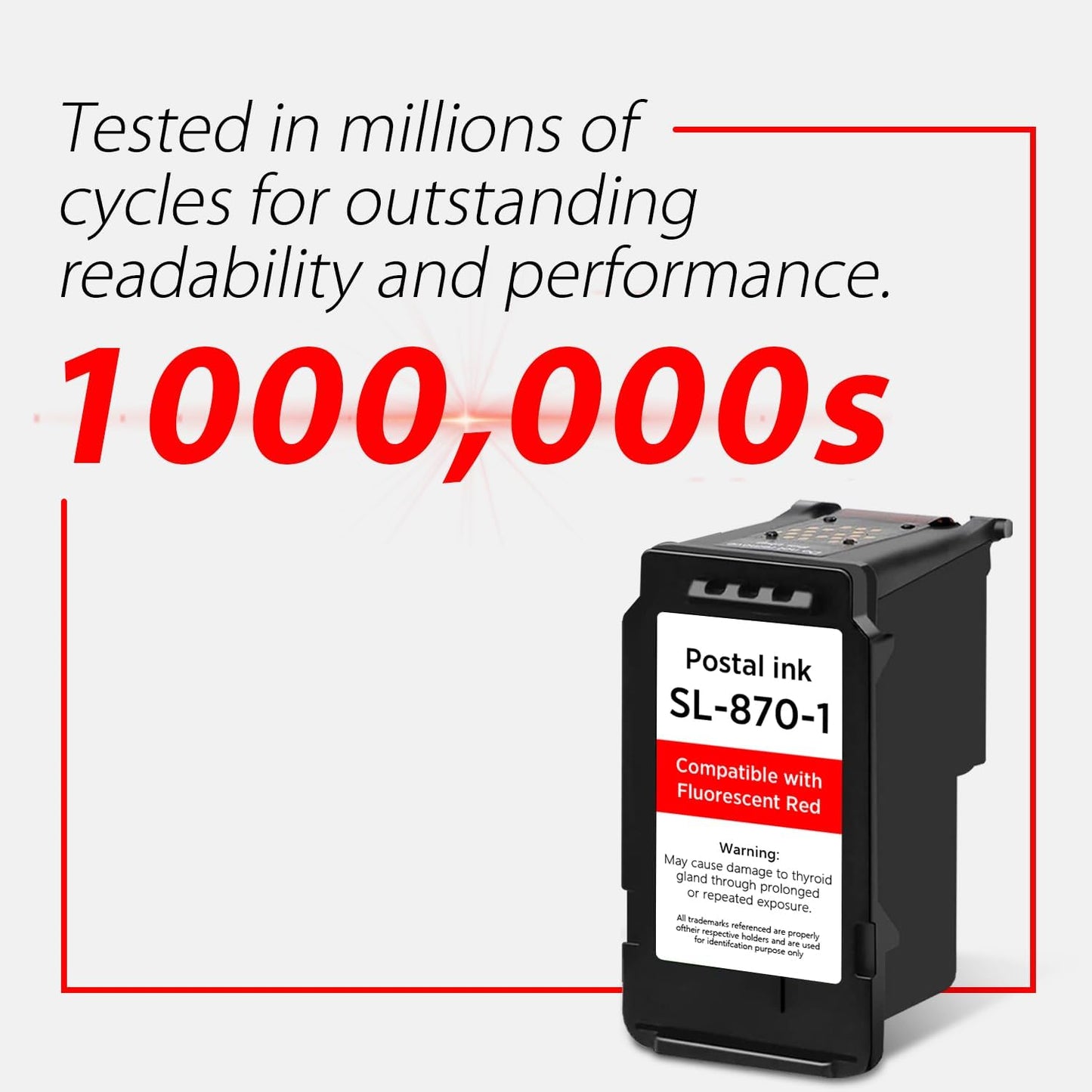 High Capacity SL-870-1 XXL Red Ink Cartridge Compatible with SL870-1 SL8701 XXL Fluorescent Red Ink Replacement for Pitney Bowes SendPro Mailstation Postage Meter (CSD1) 1-Pack (1×16ML)