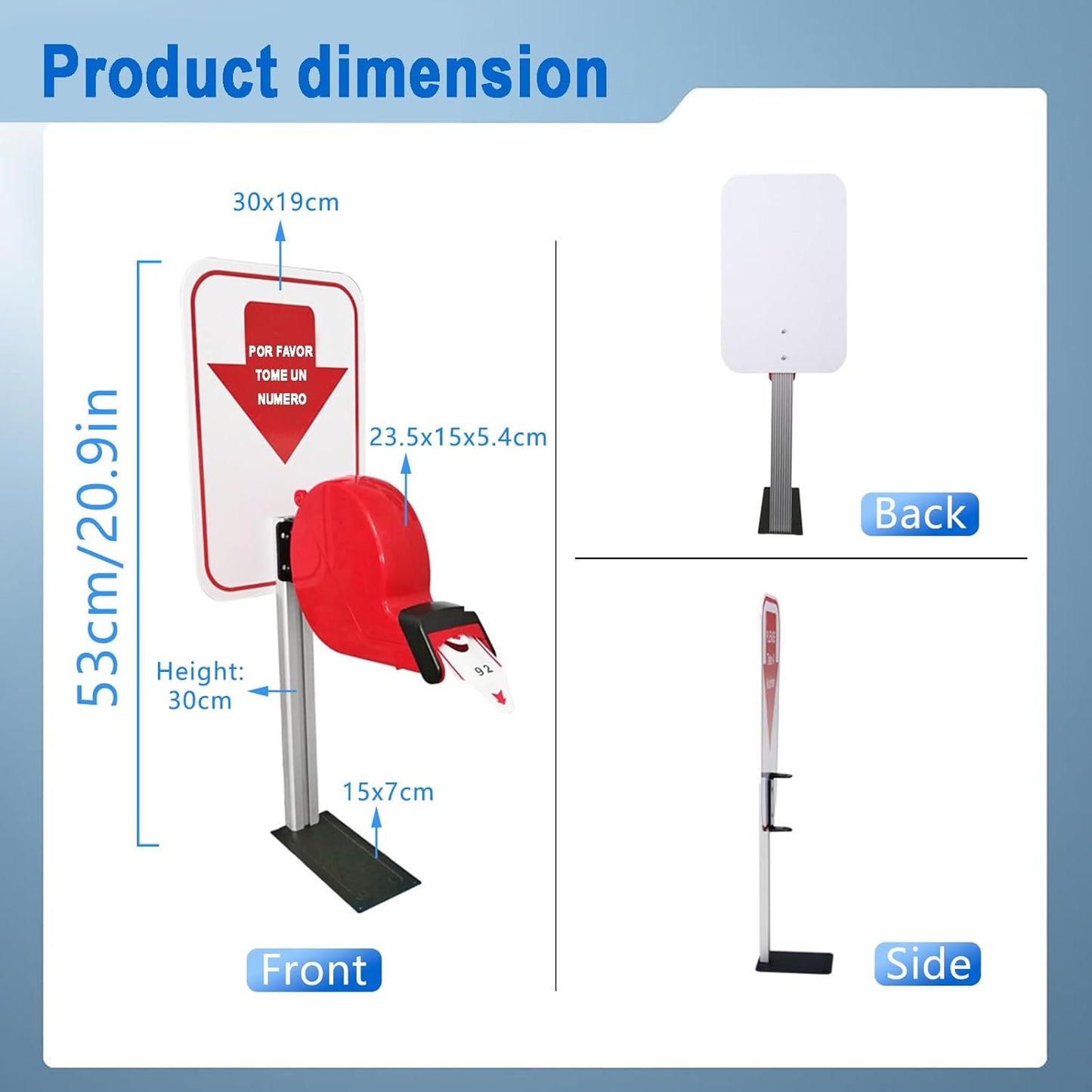 2 Digit Take a Number System Ticket Dispenser with Counter Stand and 1 Roll Queue Ticket 2000 Tickets for Queue Call System (K-T-2-ES)