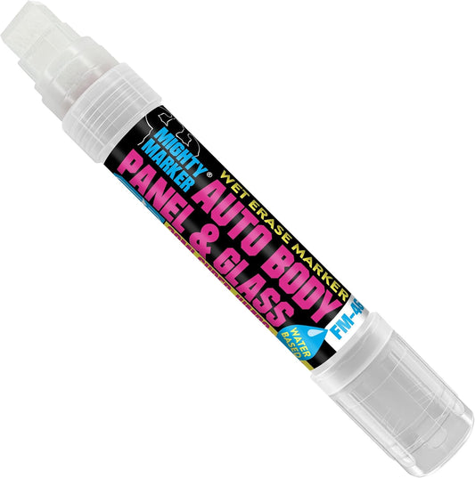 FM-46 Auto Body and Glass Super Jumbo Paint Marker, No-Ghost Formula, Water-Resistant, Valve Action, Removable, Water-Based, 30ml Capacity, Made in USA, White 3 Pack