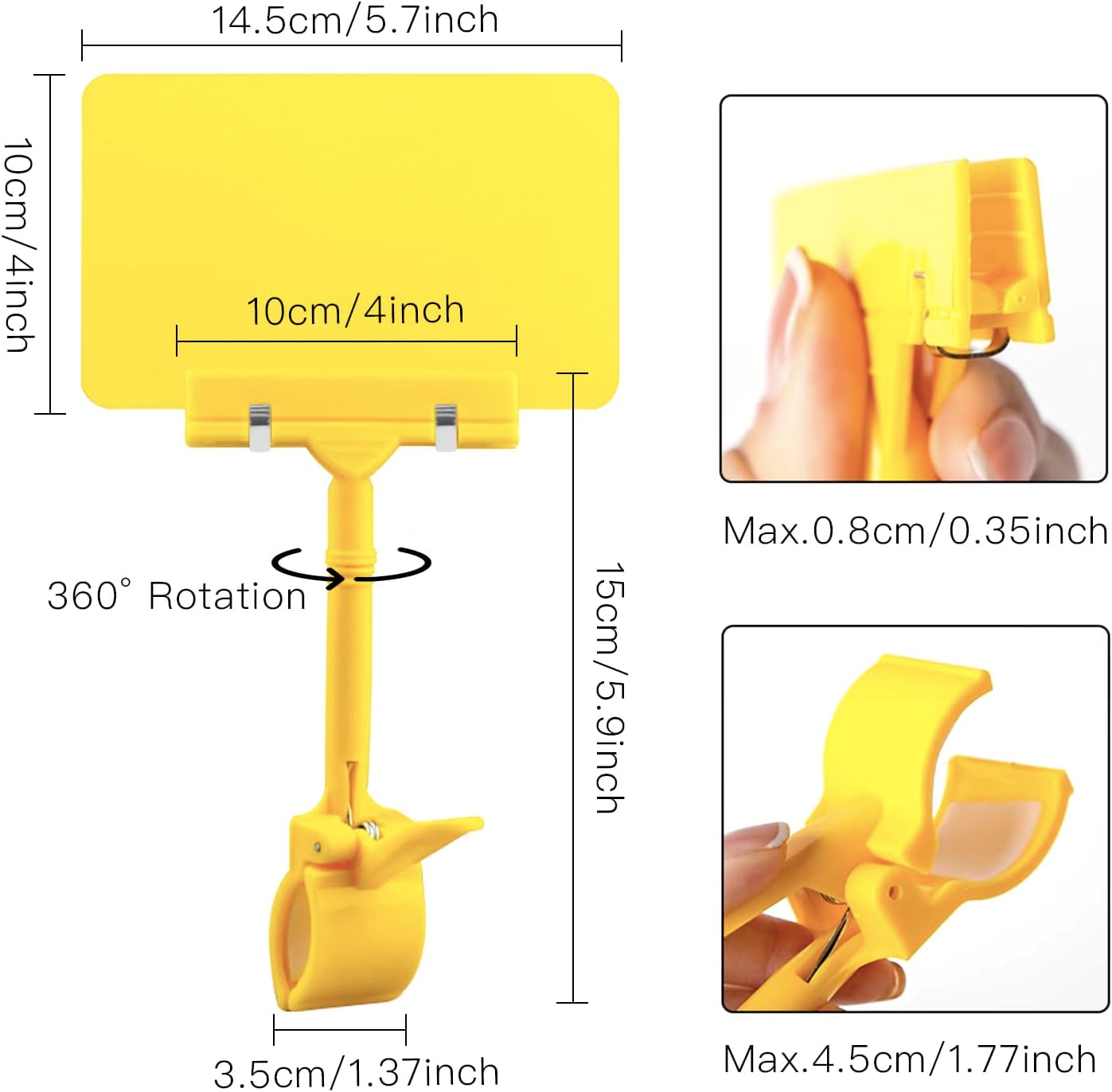 Coobbar Clip-On Sign Holder,20 Pack Merchandise Sign Clips Sign Holder Clips Pop Label Clips Retail Merchandise Rack Sign Double Display Clip Sign Holding Clamp,Price Tag Display (Yellow)