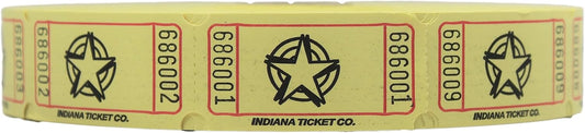 INDIANA TICKET CO. 2,000 Yellow Star Tickets, Single Roll – 4 Color Selection – Classroom Rewards, Events, Fundraisers, Door Entry, Raffles, Prizes, Drink/Food Tickets, Party Supplies & More