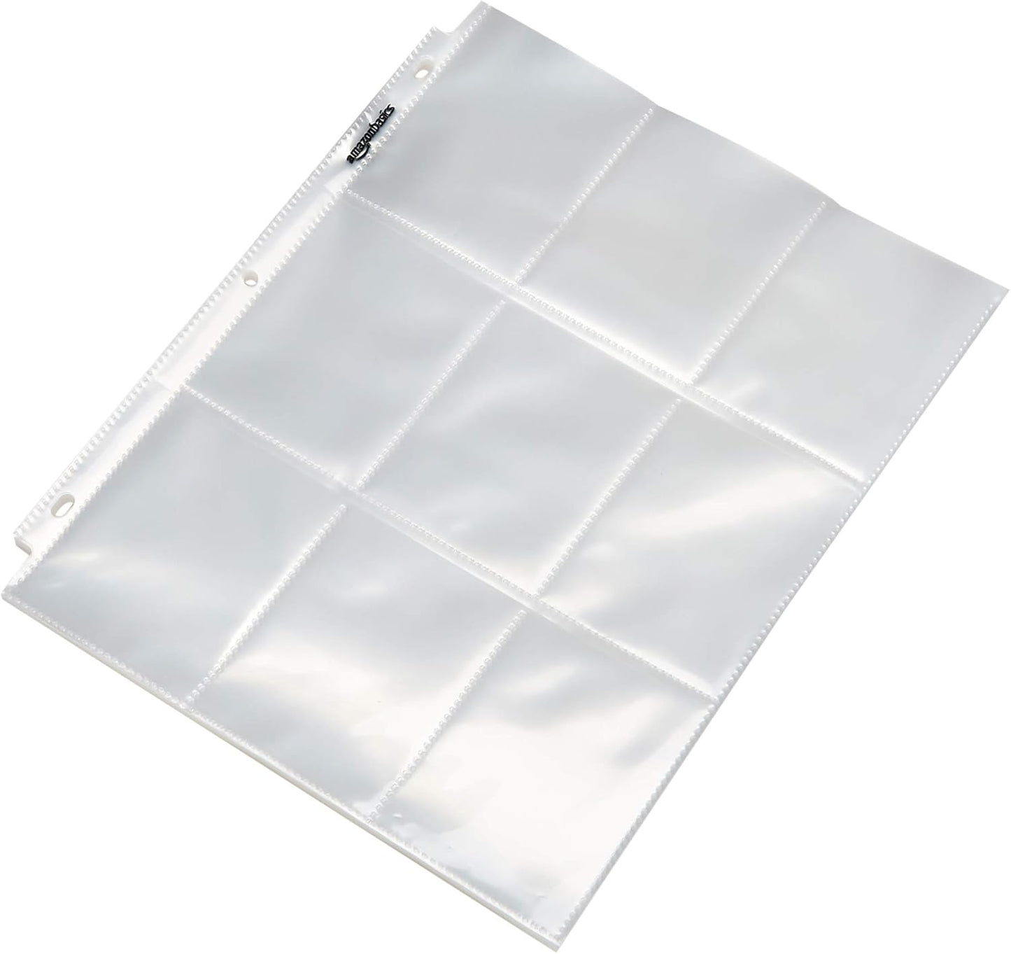 Amazon Basics 9 Sleeve Card Protectors Binder Sheet - 500-Pack, Clear