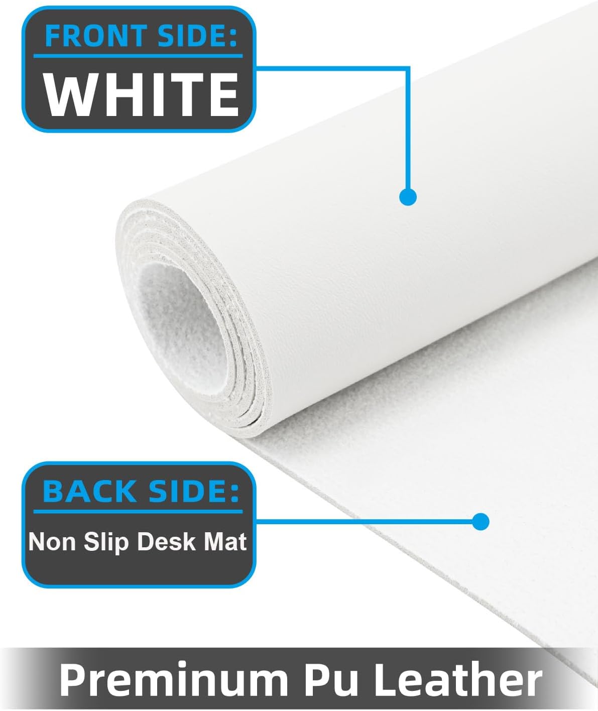 Extra Large Desk pad, Leather Desk Pad Protector,Office Desk Mat,Mouse Pad, Non-Slip Desk Blotter, Laptop Desk Pad, Waterproof Desk Writing Pad for Office&Home (Ivory White, 55" x 17")