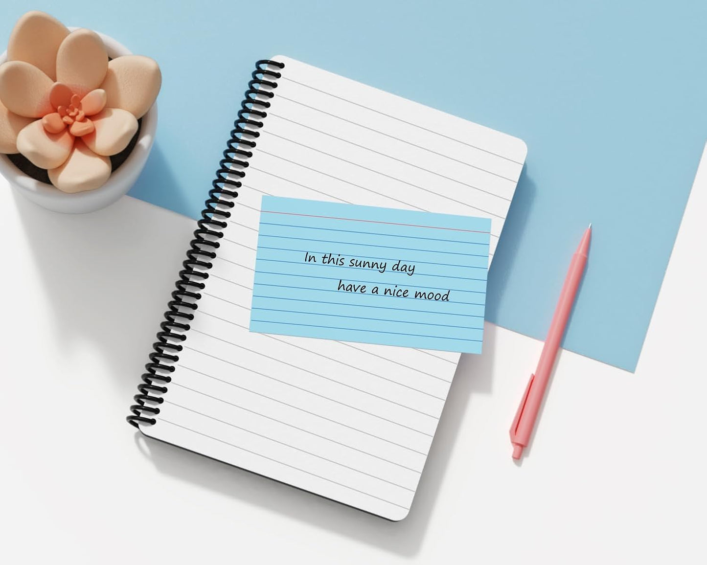 Blue Index Cards 3x5, 200 Pack, Ruled Index Cards, Flash Cards for Studying, Heavy Note Cards for Office, Home and School, 4 Packs of 50