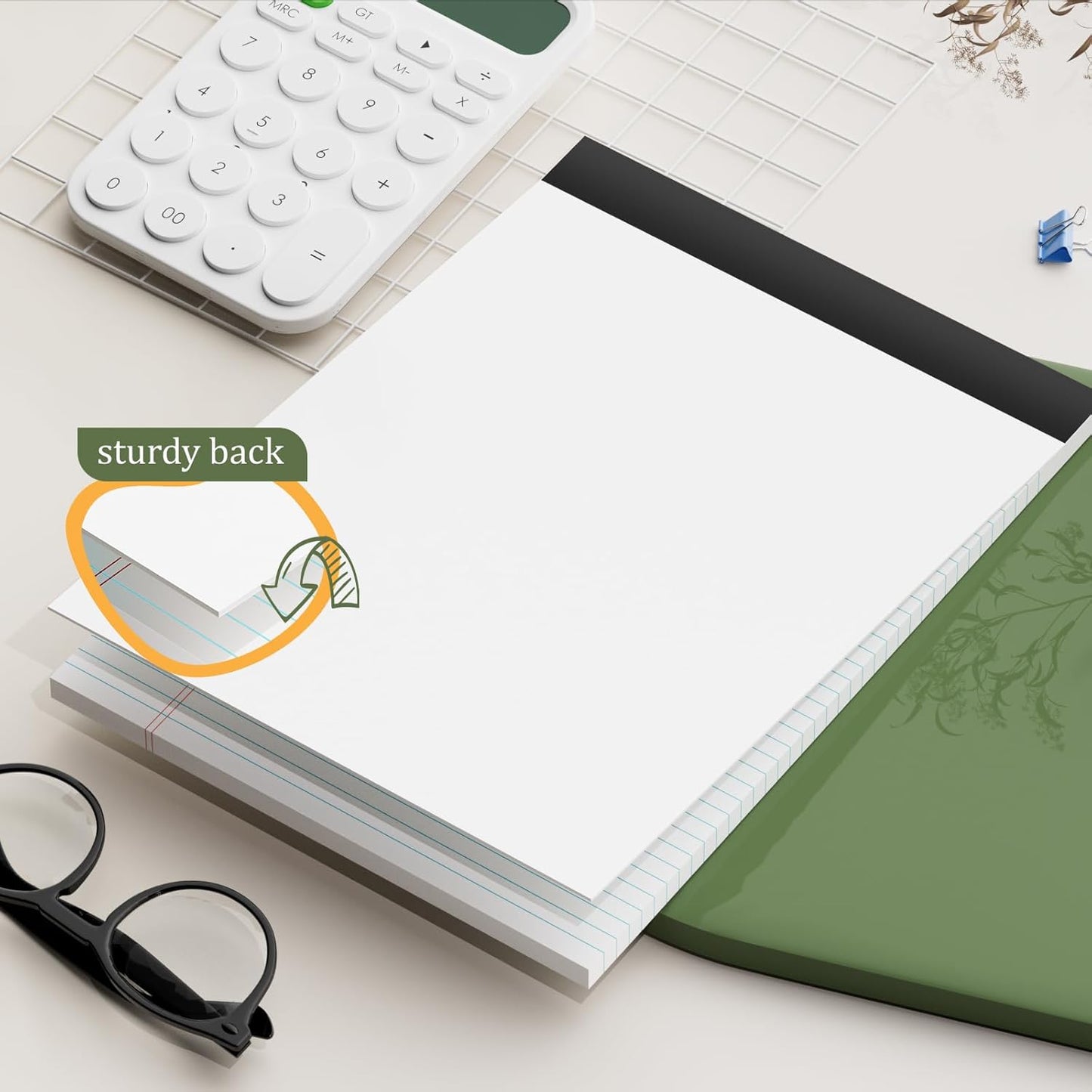 2 Pack of Legal Pads 8.5 x 11 College Ruled Writing Pads 8.5" x 11.75" Notepad 30 Sheets per Note Pads Notebook Study Back 8x11 Pads of Paper