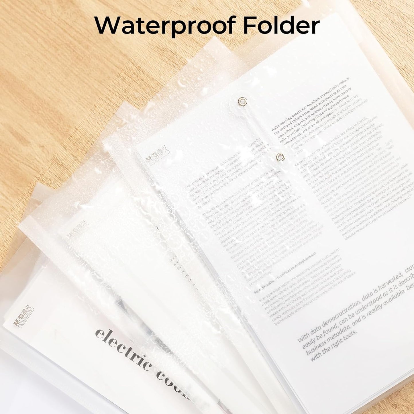 M&G 12 Pack Plastic Envelopes File Folders, Clear Poly Document Folder, Expandable Files Document Folders with Button & String Tie Closure- US Letter A4 Size for School Home Work Office Organizer