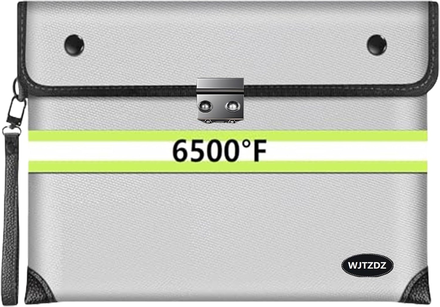 2025 Upgraded Fireproof Document Bag with Lock, 6500°F Fireproof/Waterproof Money Bag with Zipper/Reflective Strip,Storage Pouch for A4 Letter Size Document,Cash,Cell Phone,Passport