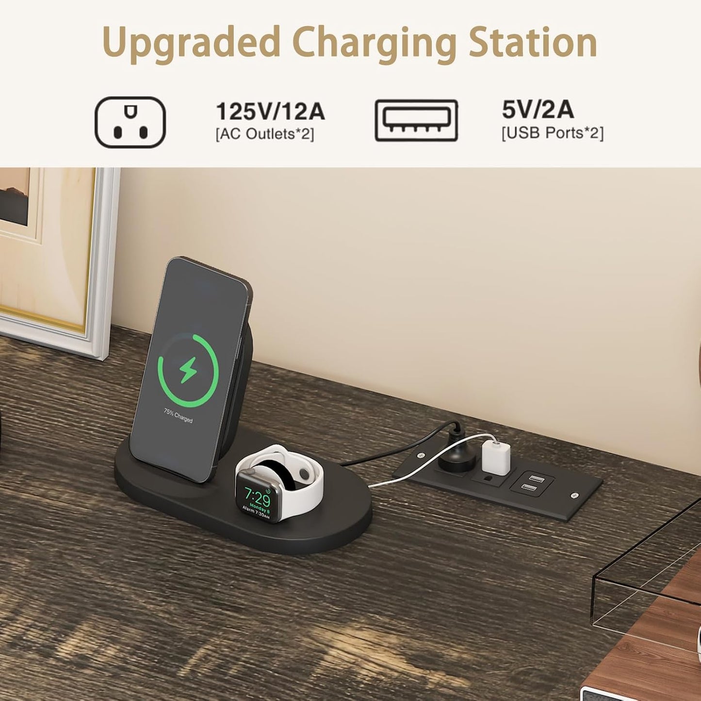 Farmhouse Tilt Out Trash Cabinet, Triple 13 Gallon Wooden Kitchen Trash Can Cabinet with Hideaway Drawer, Freestanding Garbage Recycling Cabinets, Pet Proof, Power Outlets, 59 Inch, White