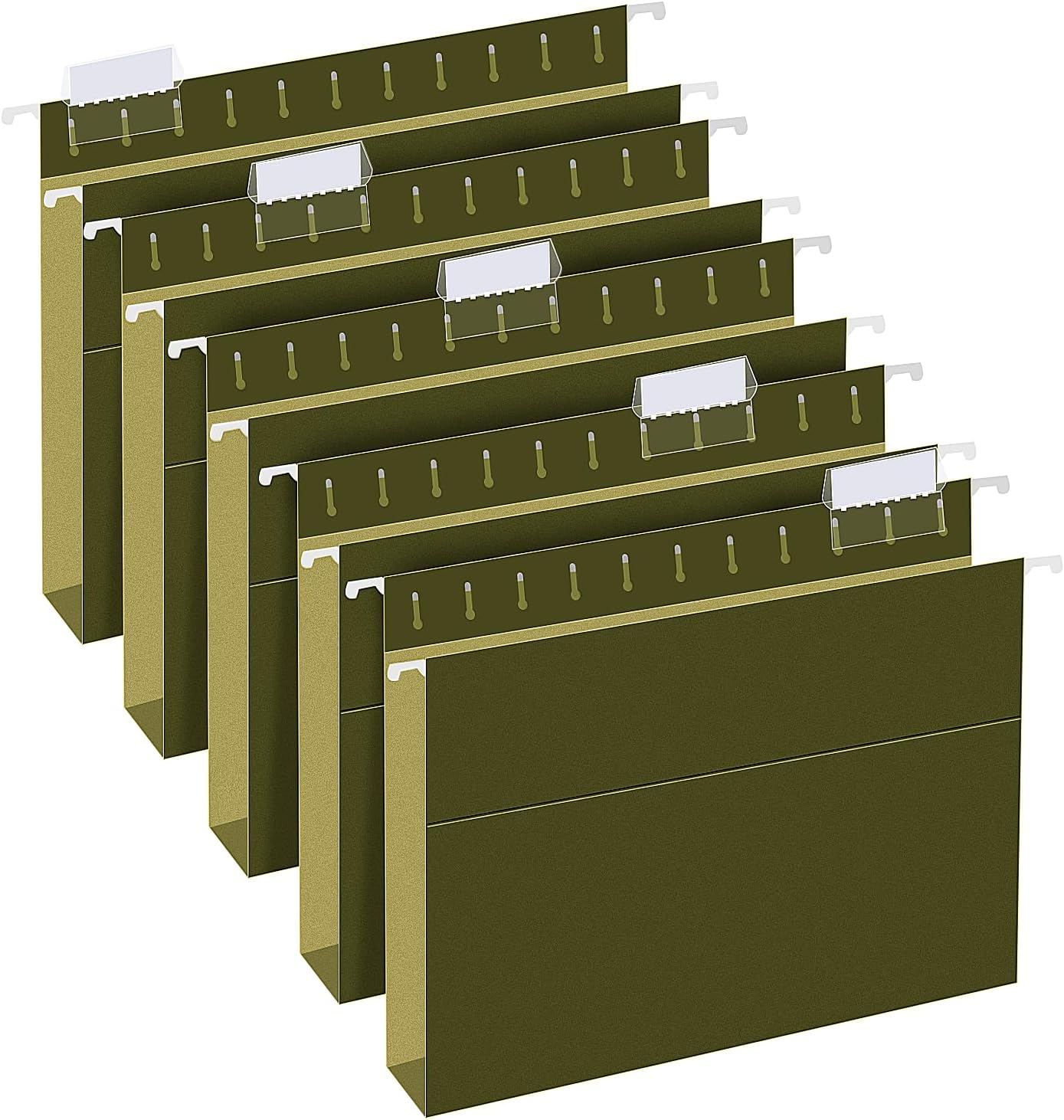 Extra Capacity Hanging File Folders, RAZCC 30 Pack Letter Size Reinforced Hanging Folders with Heavy Duty 1 Inch Expansion for Bulky Files, Filing Cabinet, Adjustable Tabs, Green