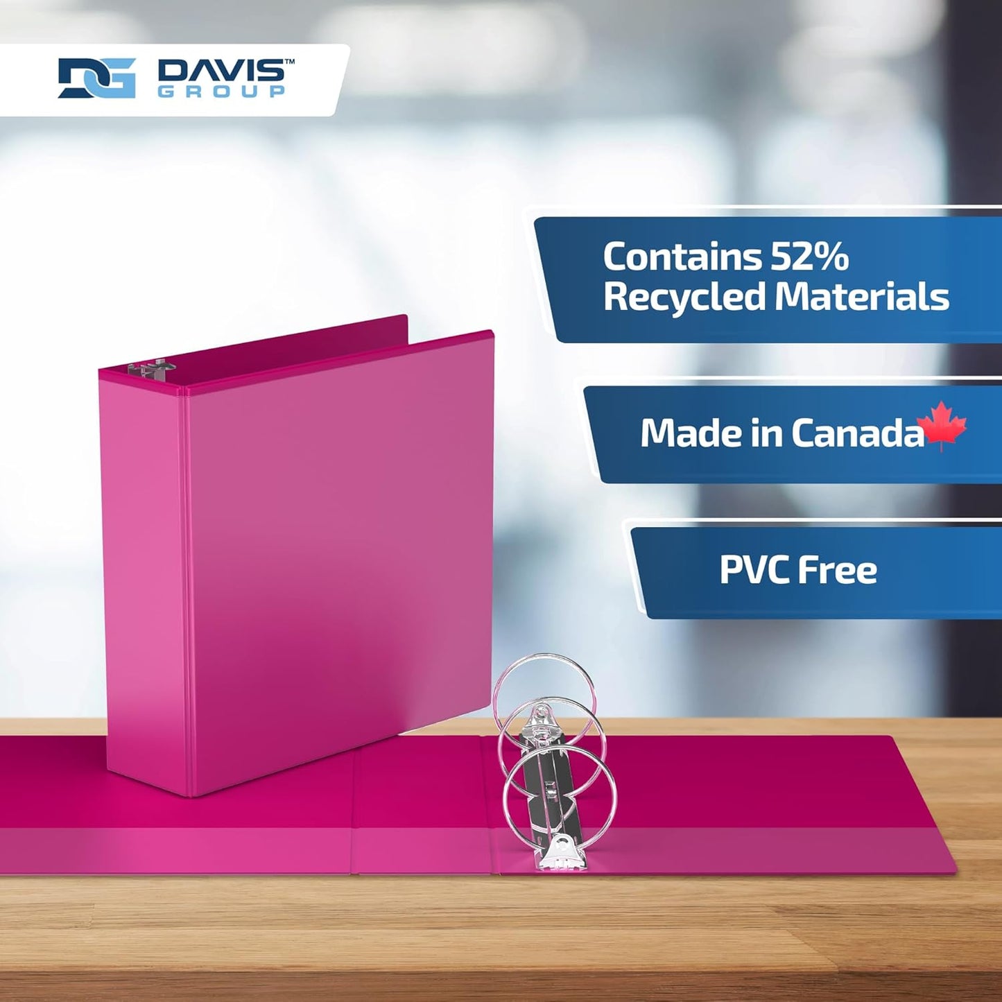 Easyview Premium 3-Ring Binders with Clear-View Covers and Round Rings, Binders for School or Office, 3 Inch, Pack of 6, Pink