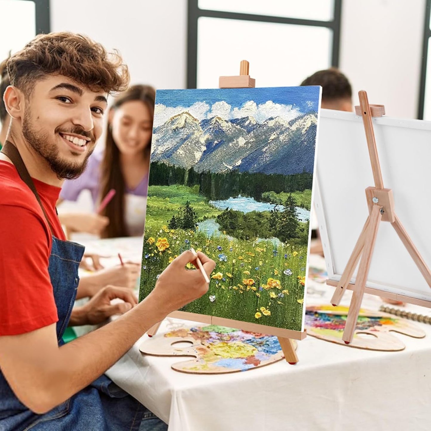 ESRICH Tabletop Easels for Painting,Painting Easel A-Type Adjustable Wooden Tabletop Easel Holds Highest to 21" Canvas Portable Desktop Easel Suitable for Artists, Beginners, Students (1Pack)