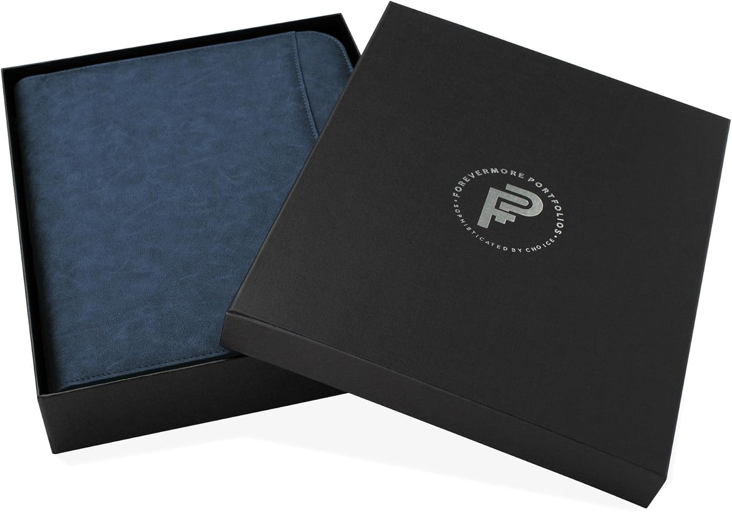 Padfolio Binder - Professional Faux Leather Travel Organizer Pouch for Tablet, Documents, Presentation Folders, Zipper Closure, Notepad - Blue