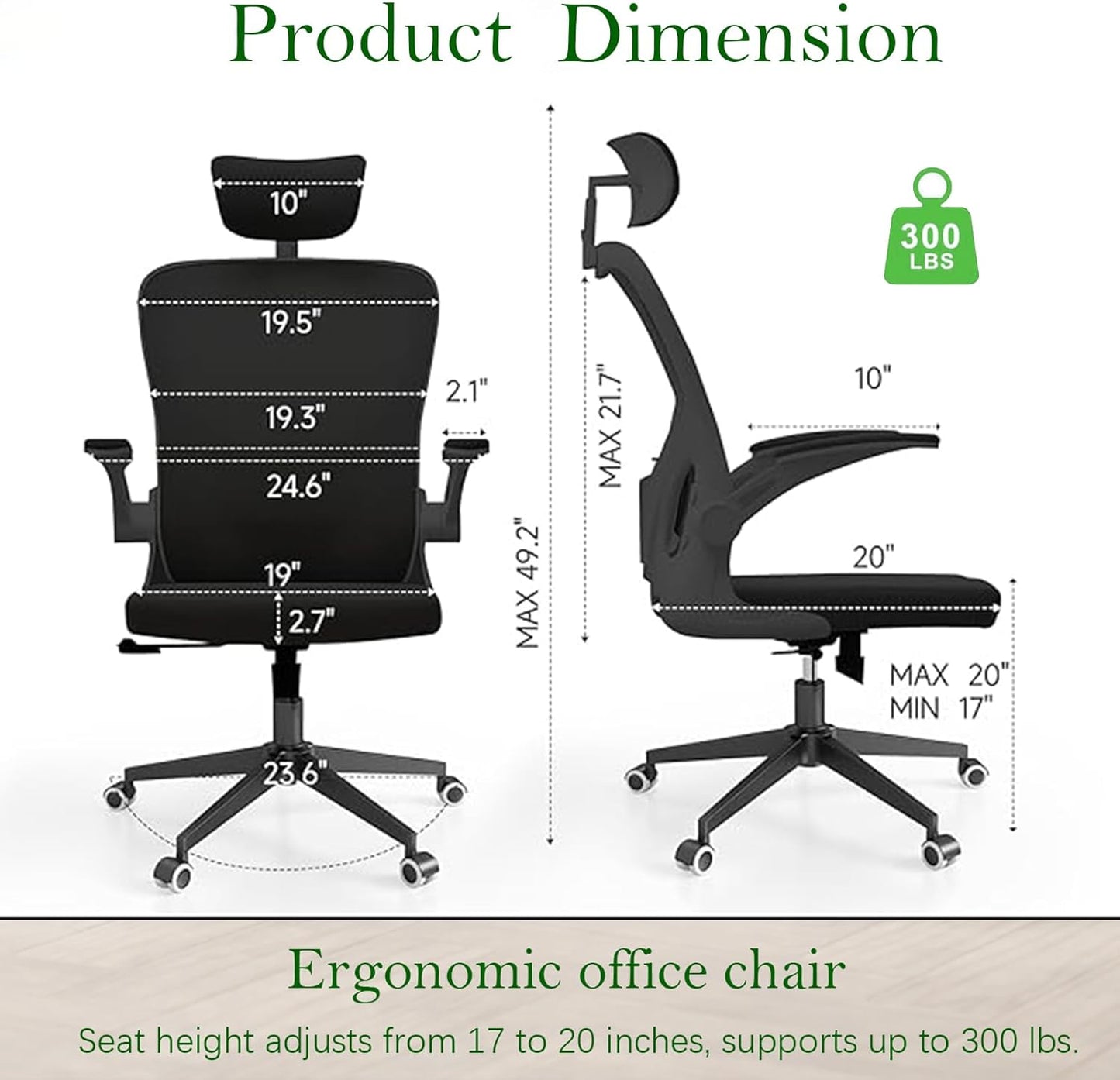 Desk Office Chairs Computer Mesh Chair Executive Chair with Lumbar for Home & Office (06Blcak)