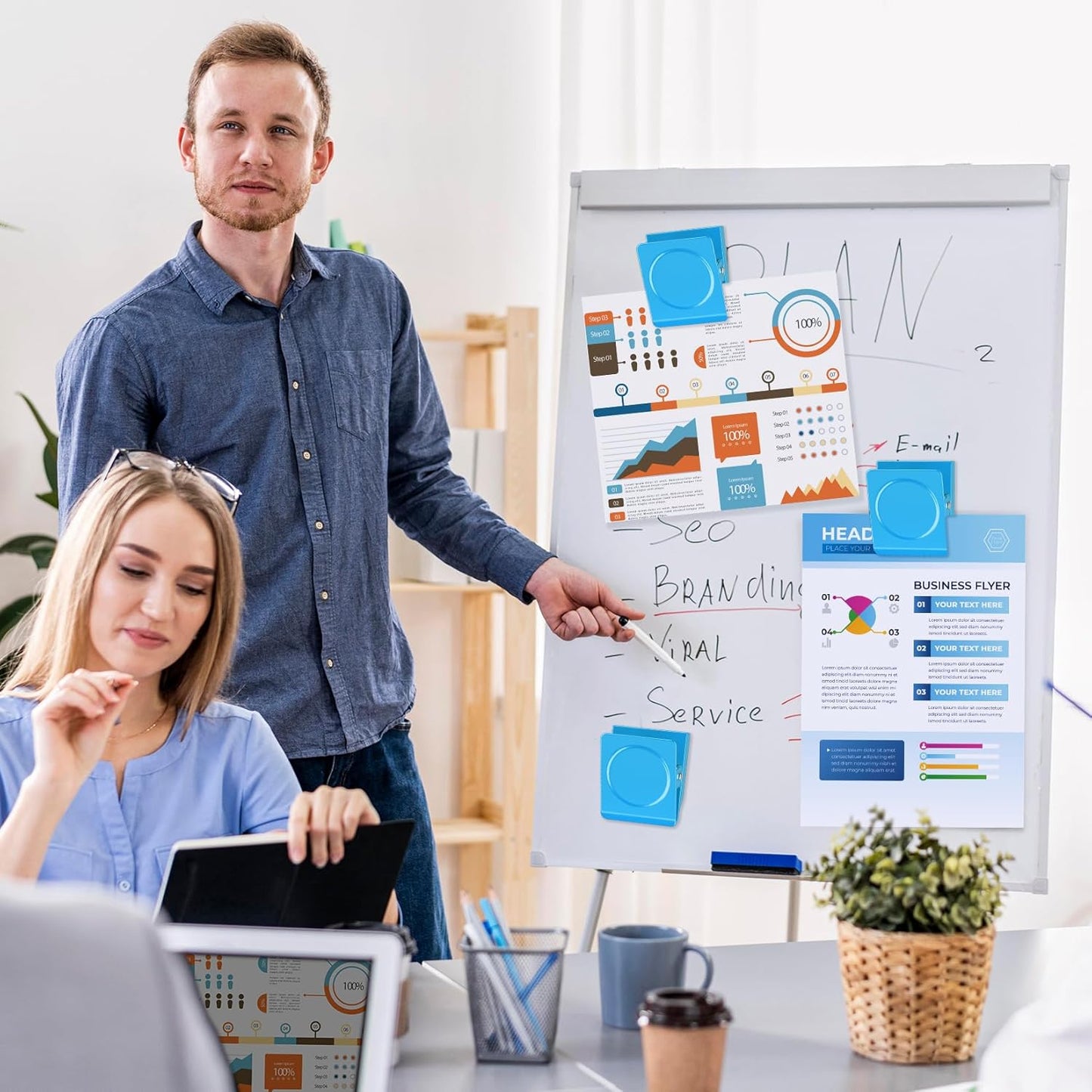 FINDMAG Extra Large Clip Magnets, 4 Pack Coloful Magnetic Clips Heavy Duty, Magnet with Clips for Home, Refrigerator, Hanging, Kitchen, Office - 2.2 Inch