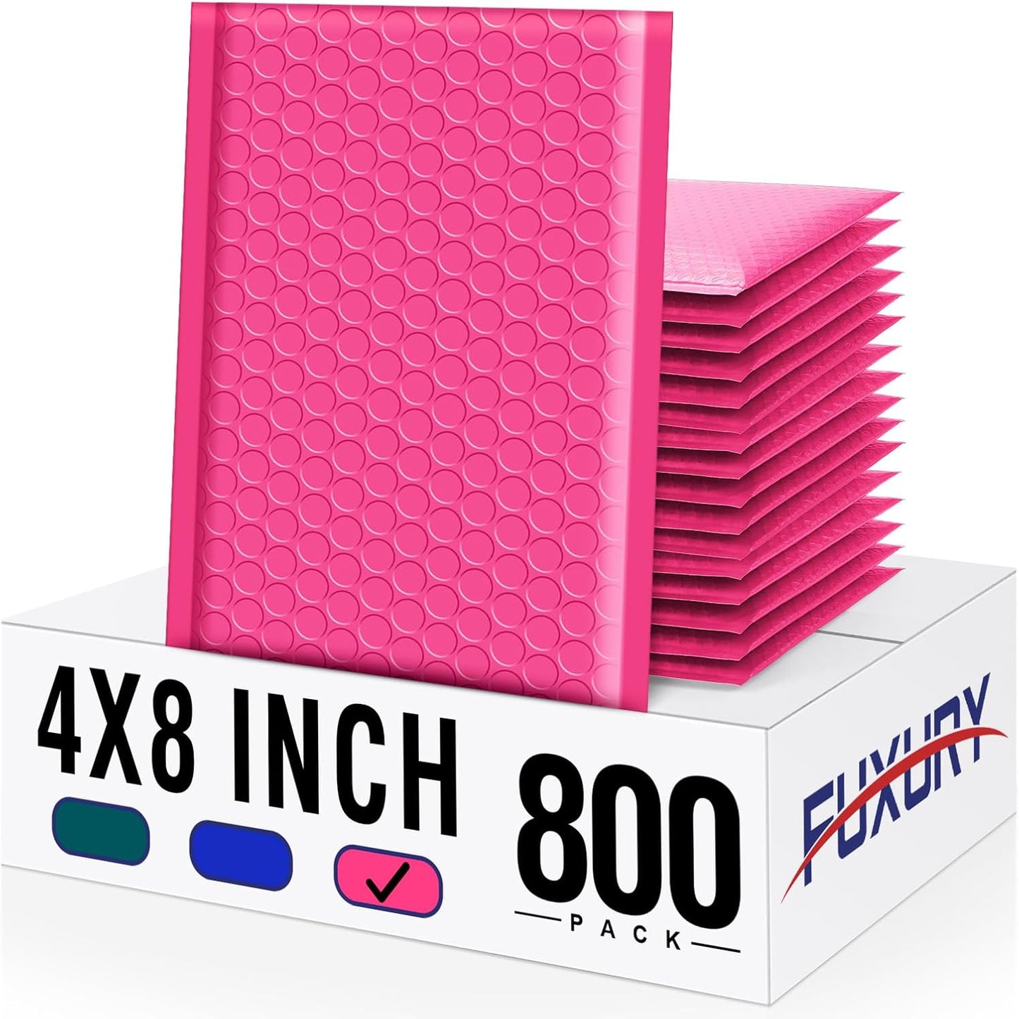 Fuxury Bubble Mailers 4x8" 800 Pack Pink Bubble Mailers Usable Size 4x7” Small Padded Envelopes Waterproof Mailing Envelopes Bubble Padded