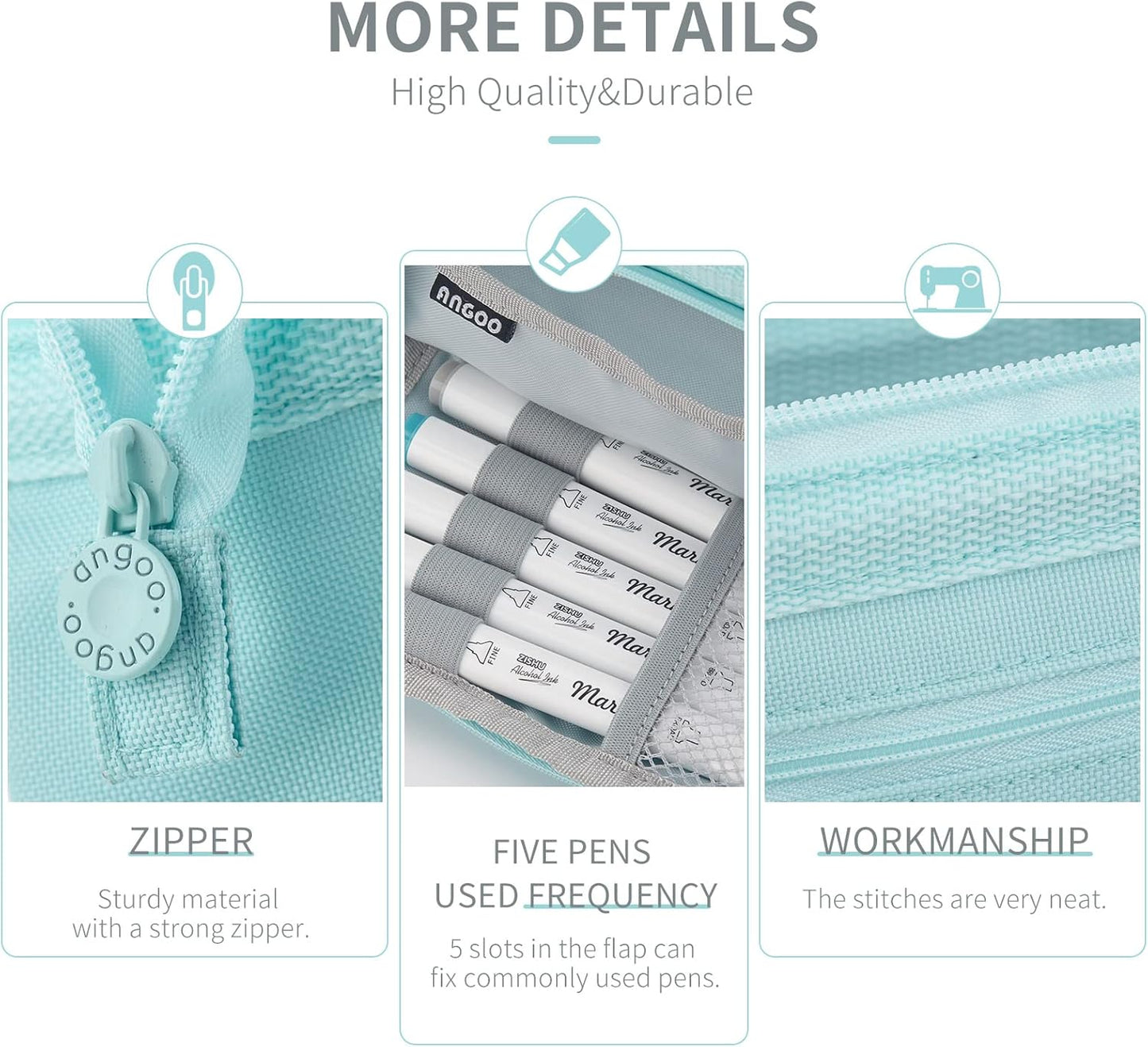 HVOMO Pencil Case Large Capacity Pencil Pouch Handheld Pen Bag Cosmetic Gift for Office School Teen Girl Boy Men Women Adult (Blue)