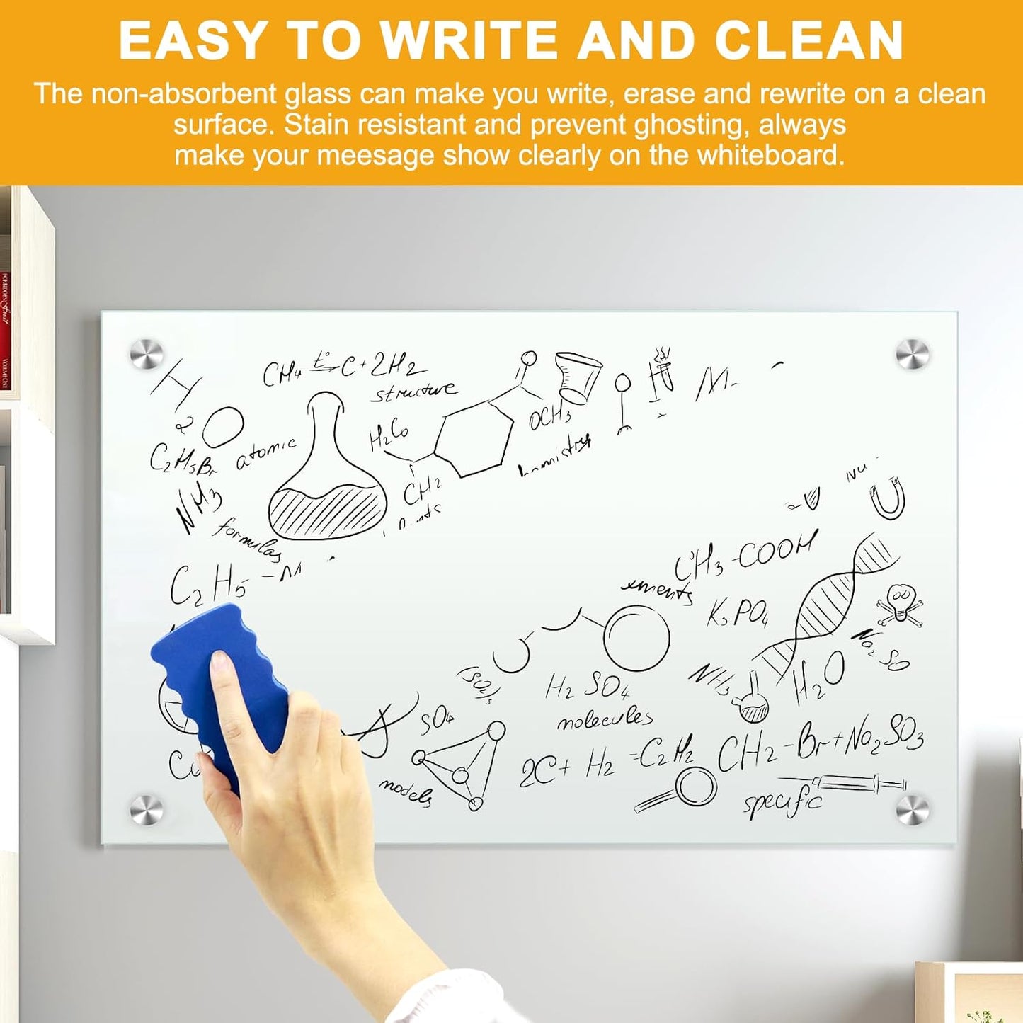 H-Qprobd Glass White Board for Wall Dry Erase Board 48" x 32" (2pcs) Magnetic Presentation Whiteboard for Home, Office and School