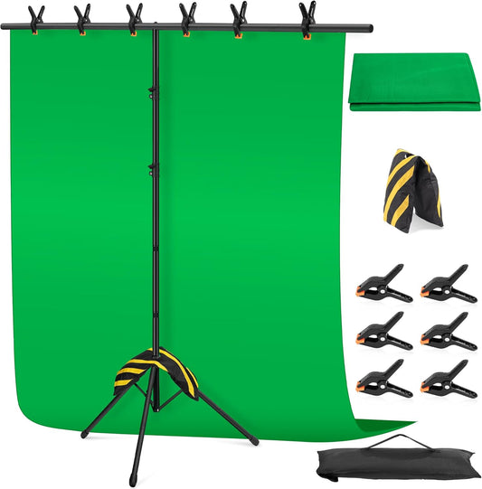 Green Screen Backdrop Kit 8X7.2ft,Portable greenscreen Background with Stand,Adjustable T-Shape Photo Backdrop Stand for Photography, Streaming,Video,Studio,Party,Zoom