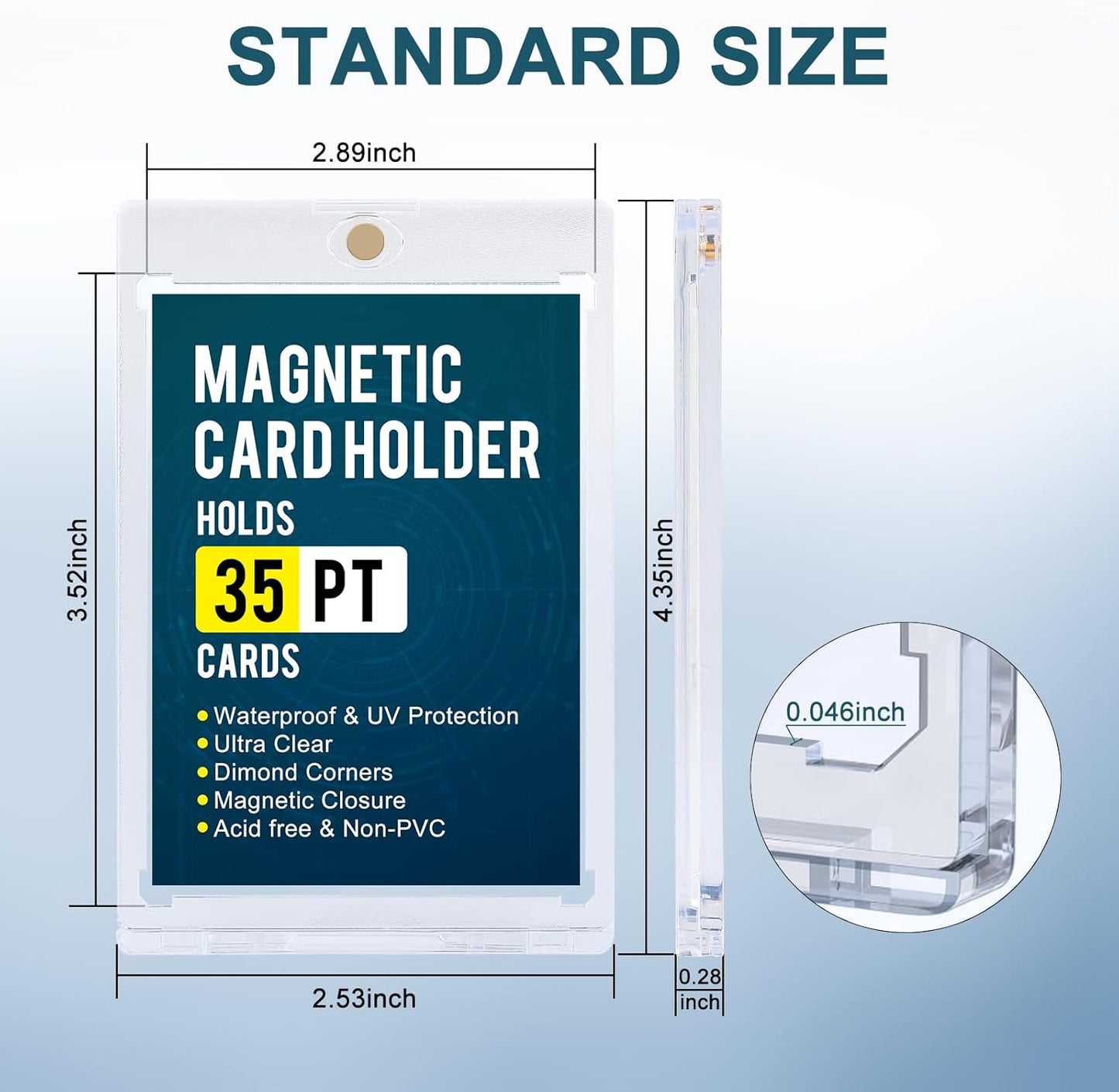 GEAoffice 100pc Magnetic Card Holder for Trading Cards, Hard Plastic 35pt UV Protection Baseball Card Holder with Display Stands for MTG, Sports Cards, Ultra Clear