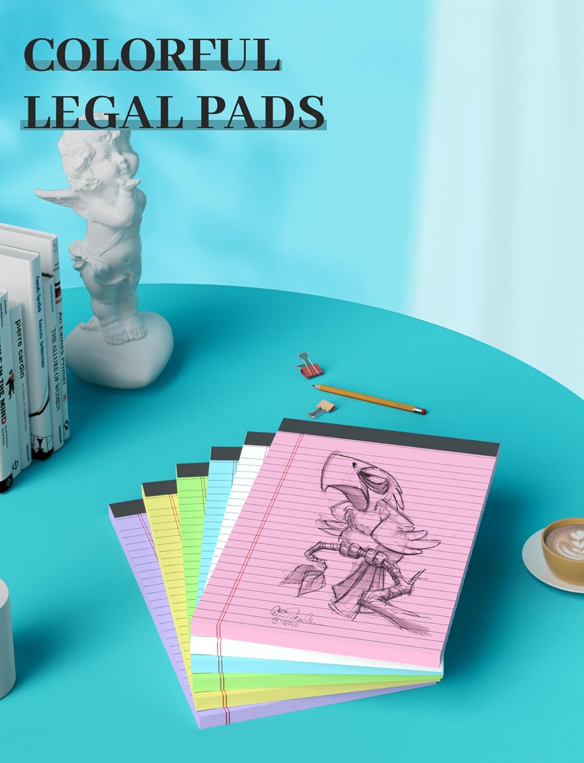 Colored Note Pads 5x8, 48 Pack Pink Small Legal Pads 5x8, College Ruled Small legal Notepads Easy Tear-off, Perforated Lined Writing Pads 5x8, 30 Sheets Colored Mini Legal Pads for Office, School