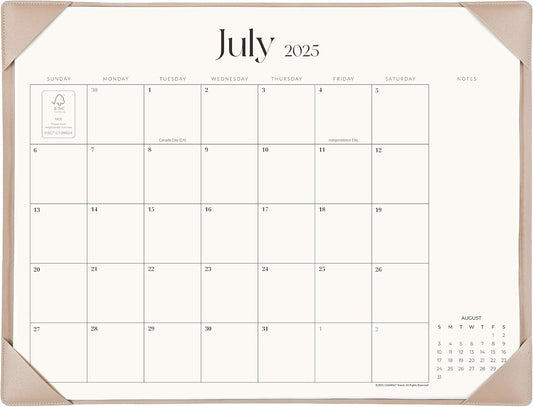 Simplified Desk Calendar 2025-2026 with Desktop Mat, Cabbrix Large Desk Pad Calendar 21" x 16-1/2" Runs From July 2025 to December 2026, Desk Blotter Calendar for Home School and Office (Apricot)