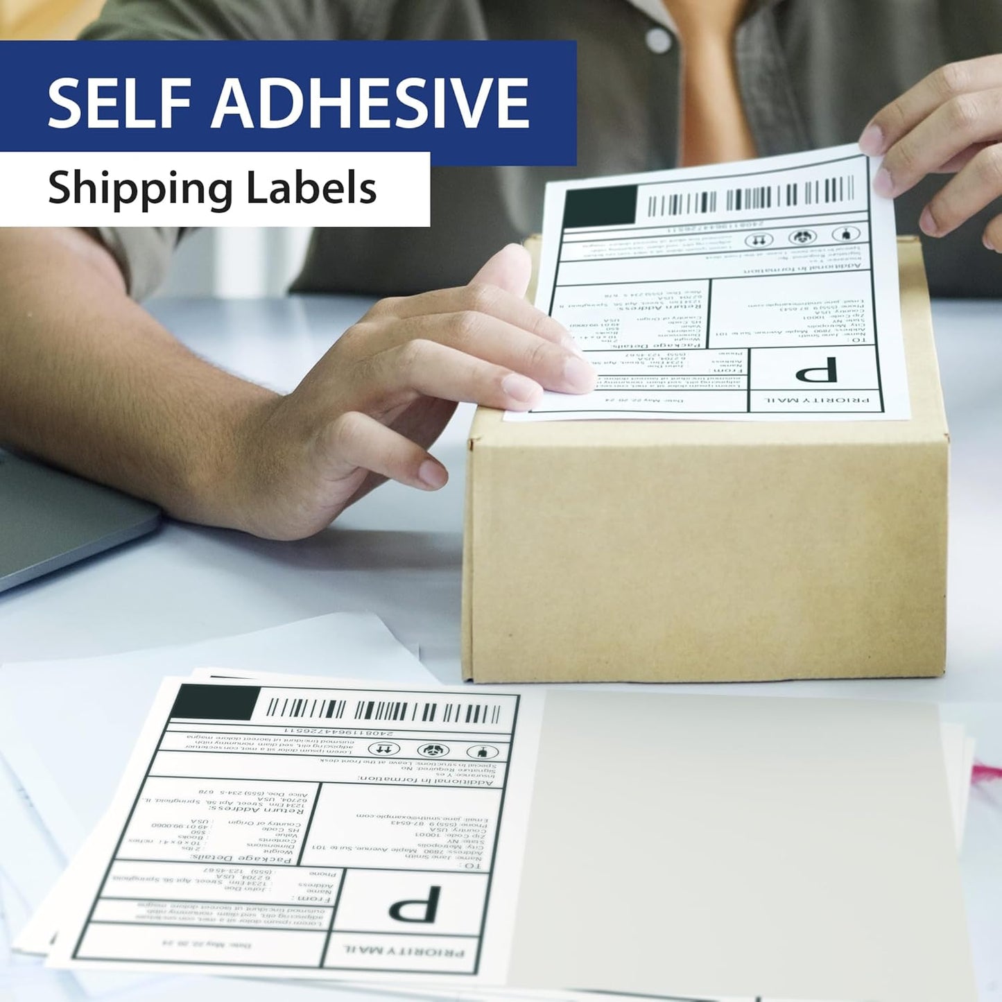 100 Sheet (200 Labels) | 8.5" x 11" 2 UP Half Sheet Self Adhesive Shipping Labels for Laser & Inkjet Printers | Ecommerce, Address, Mailing, Labeling, Packaging