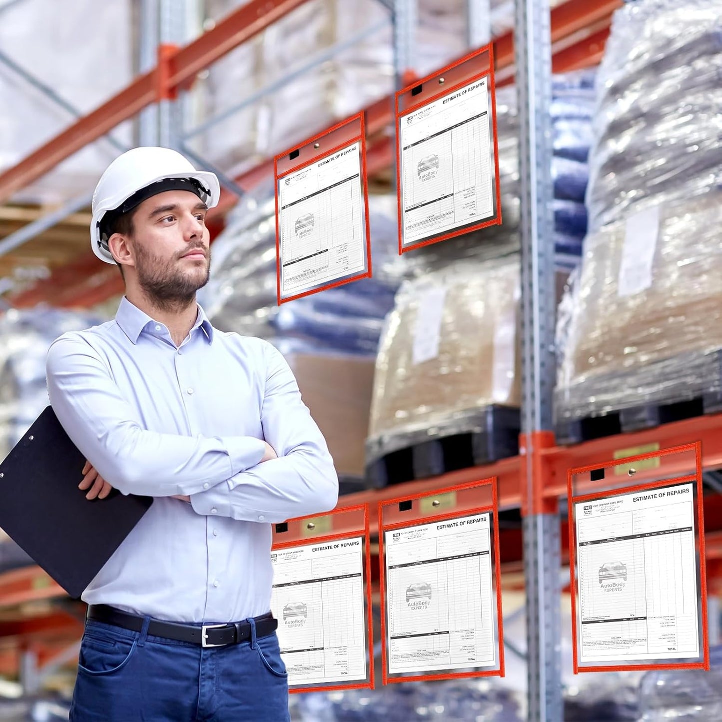 Seajan 120 Pcs Clear Dry Erase Pockets Plastic Sleeves for Paper 14 x 10 Inch Reusable Job Holder Shop Ticket Holders Order Pockets Organizer Teacher Supplies for Classroom (Red)