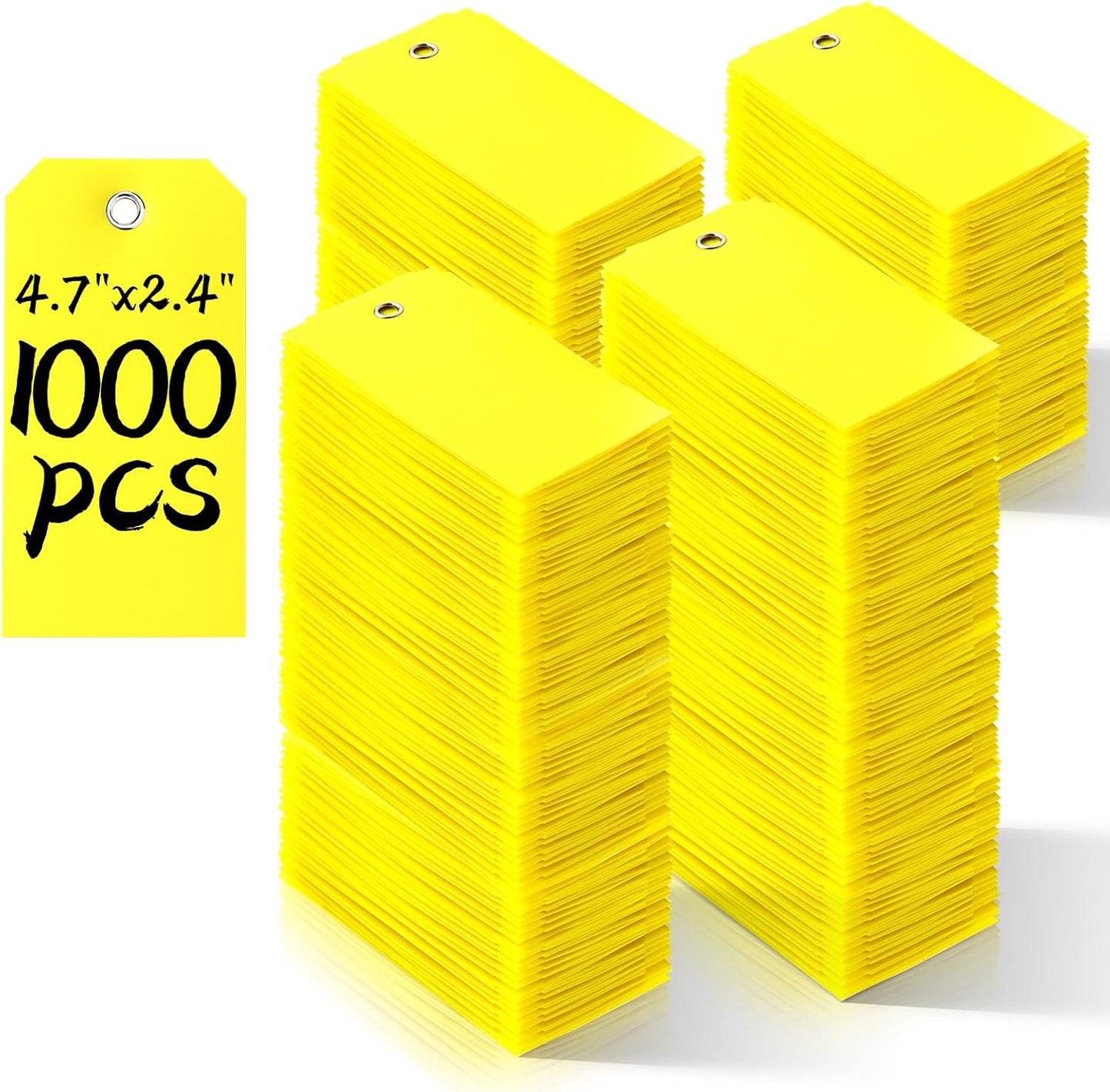 1000 Pieces 4 3/4" x 2 3/8" Plastic Shipping Tags Yellow Labeling Tags Writable Hang Tags with Reinforcement Hole Waterproof Luggage Tags for Equipment Car Parts Without Wires