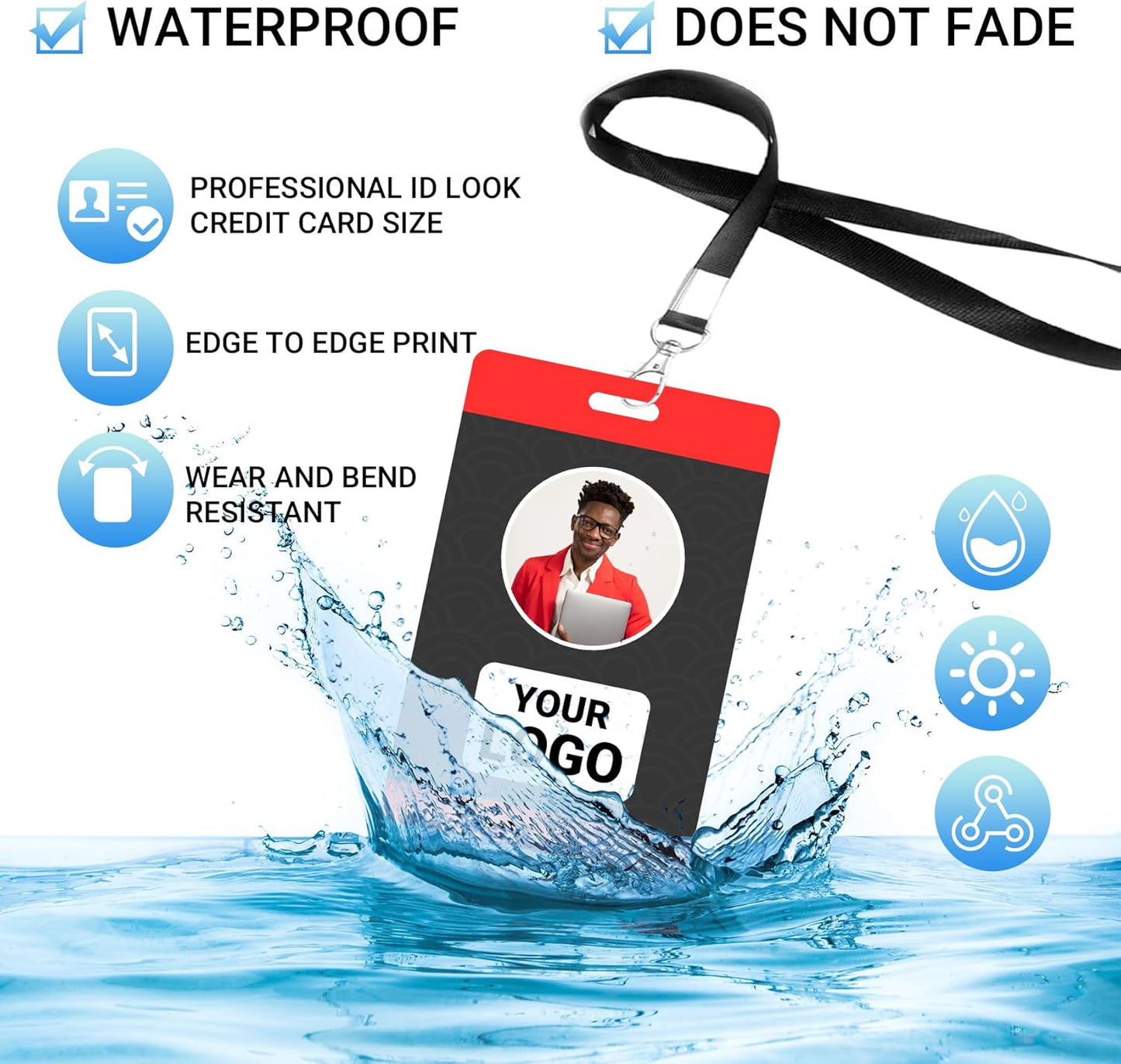 Custom Id Badge Custom Id Card Identification Badges Customizable Personalized Name Badge Customize Name Tag Photo Logo Employee Work Office Volunteer Customized Personal (Vertical-14)