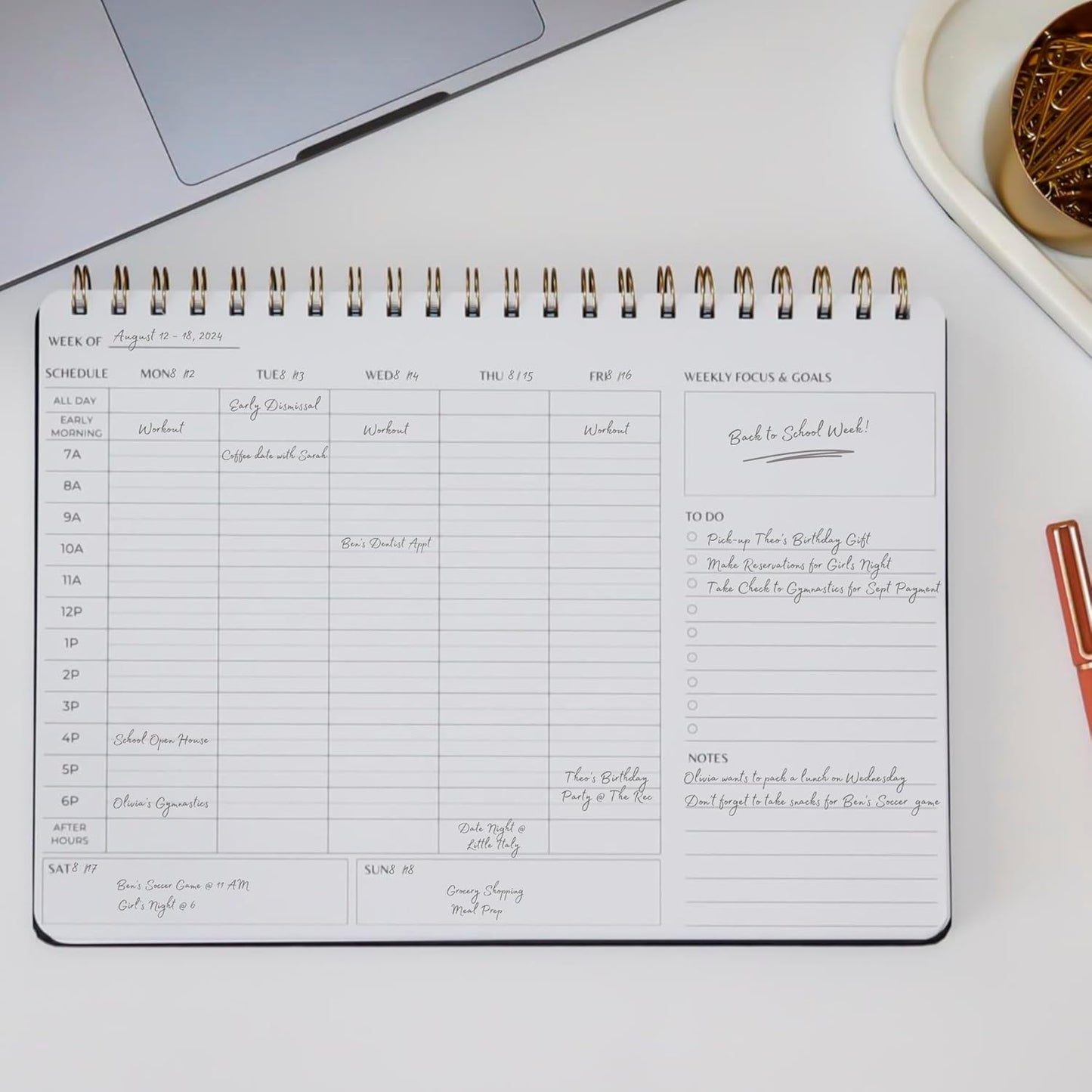 Undated Weekly Schedule | Business Planner | 8.25” x 11.75” ADHD Organizer | Premium Multi-Layout Schedule | White | Landscape Layout