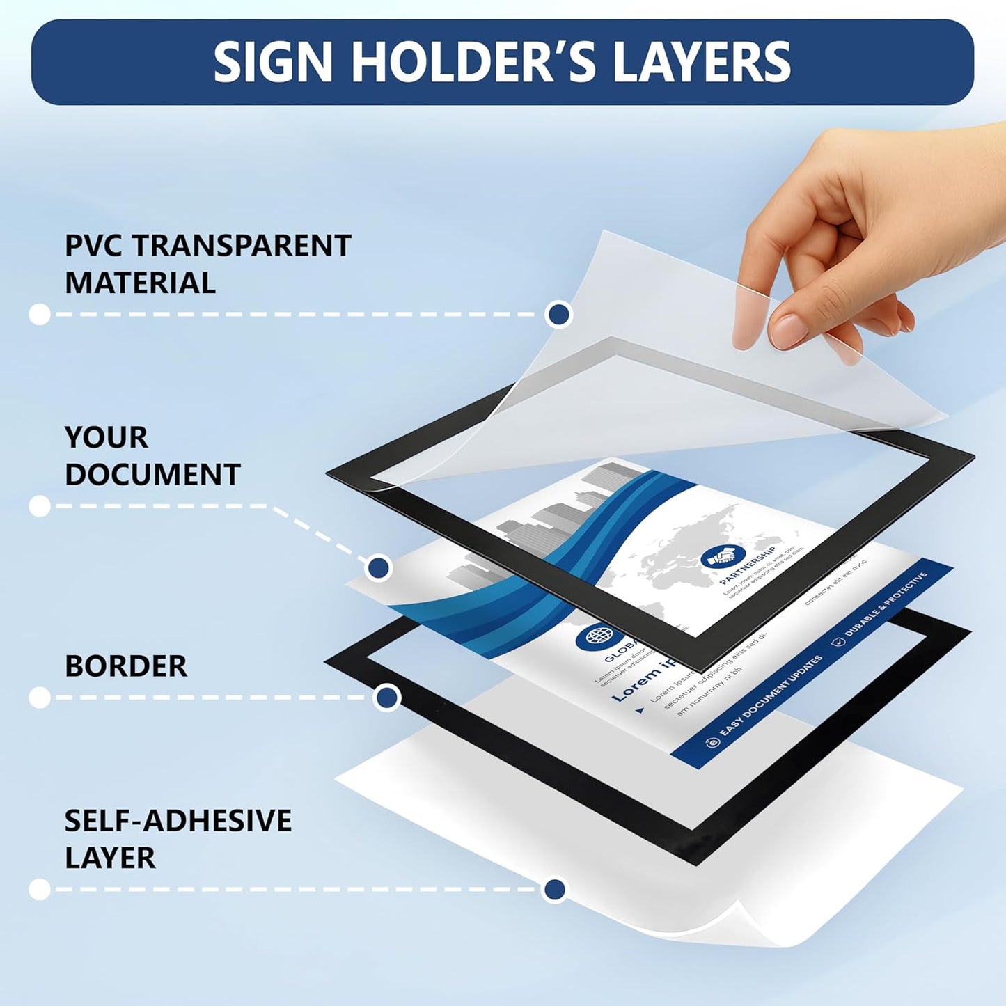 12 Pack Magnetic Sign Holder 8.5 x 11 with Adhesive Back - Magnetics Poster Frame & Magnetic Paper Holder - Reusable Adhesive Frames 8.5x11 - Magnet Frame for Wall Windows - Magnet Document Holders