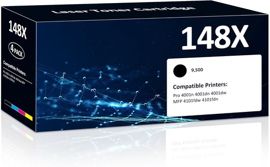 148X W1480X High Yield Toner Cartridges ( 2X 9500 Pages) Compatible 148X 148A W1480A Toner Cartridges with HP Laserjet Pro 4001dw 4001dn 4001n MFP 4101fdw 4101fdn Printer (Black, 2pack, with Chip )
