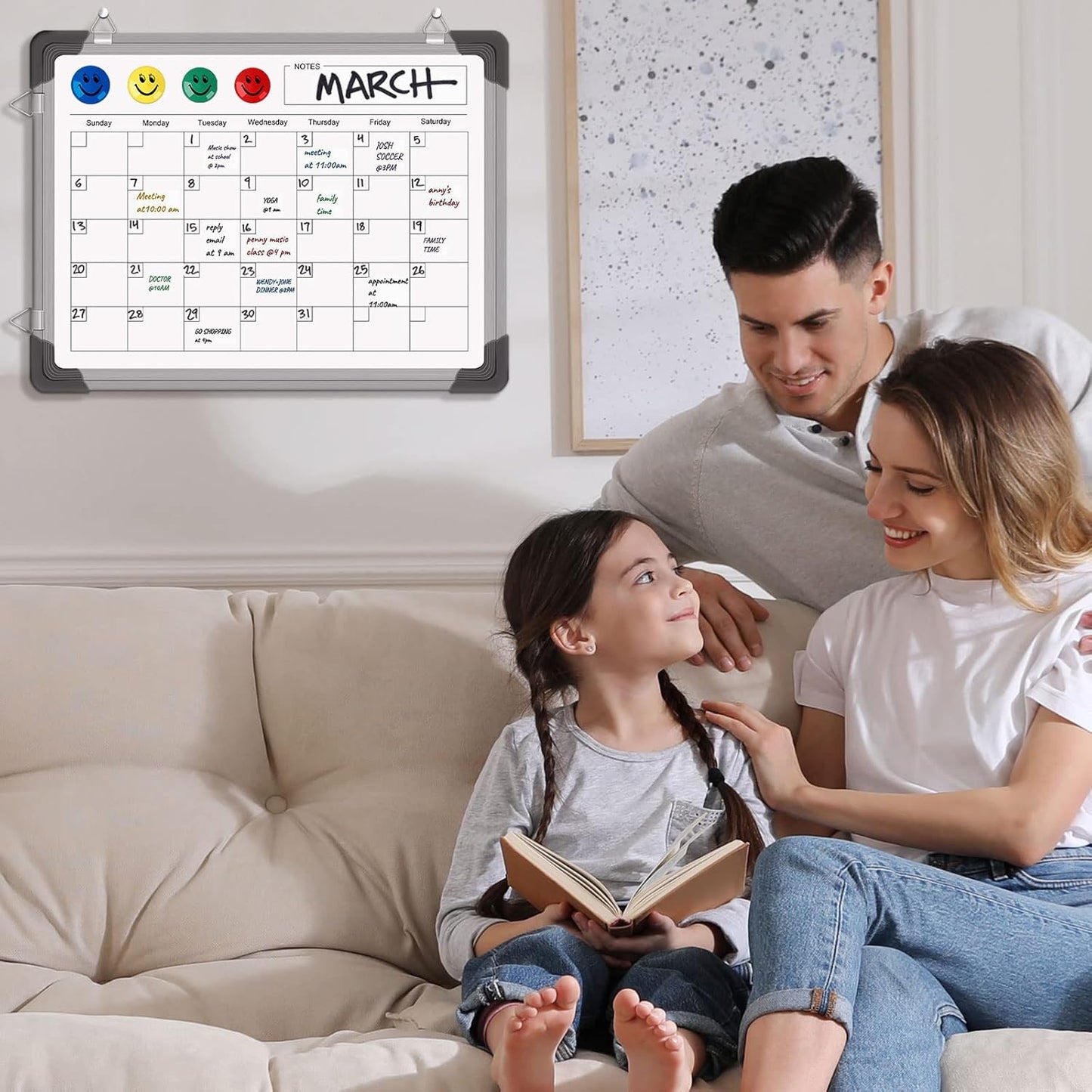 Dry Erase Calendar Whiteboard for Wall, Polegas 16" X 12" Magnetic White Board Board, Small Wall Monthly Double Sided Boards Student, Home, Office (White)