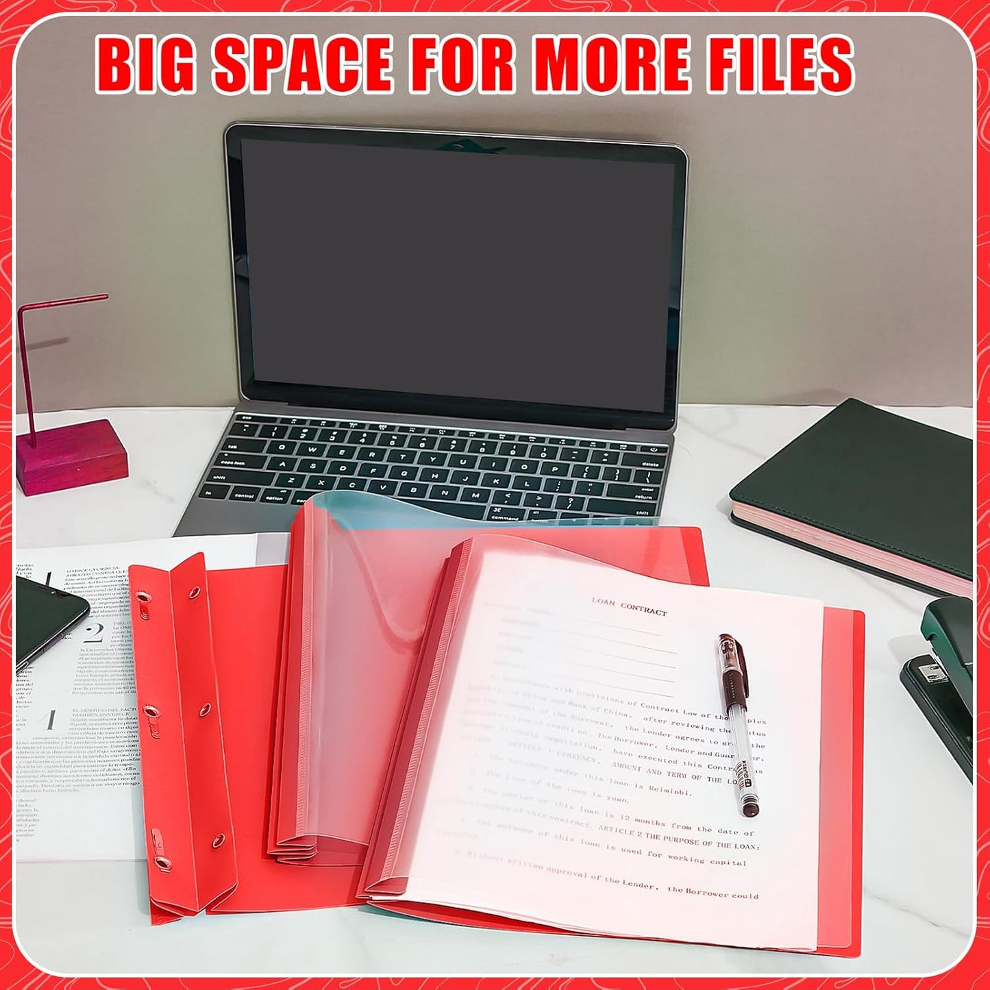Teling 150 Pcs Plastic Report Covers with 3 Prong Clear Front Resume Folder Business Report Covers Bulk Presentation Folders Clear Front Report Folders for Documents, School, Office(Red)