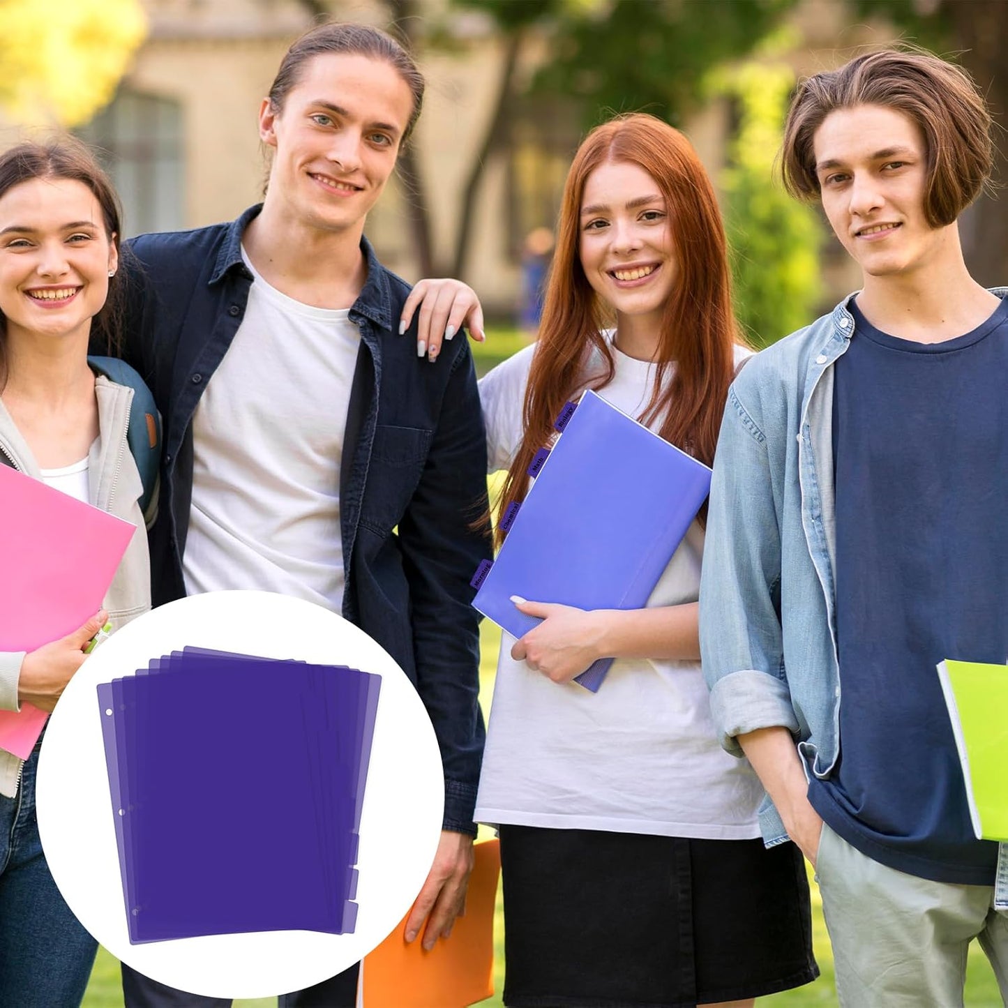 Dark Purple Binder Dividers, 8-Tab Sturdy Plastic Dividers, Binder Divider with Tabs, 3-Ring Binder Plastic Divider Set, Aesthetic Dividers for Binder, Suitable for Notebooks and Binders(Dark Purple)