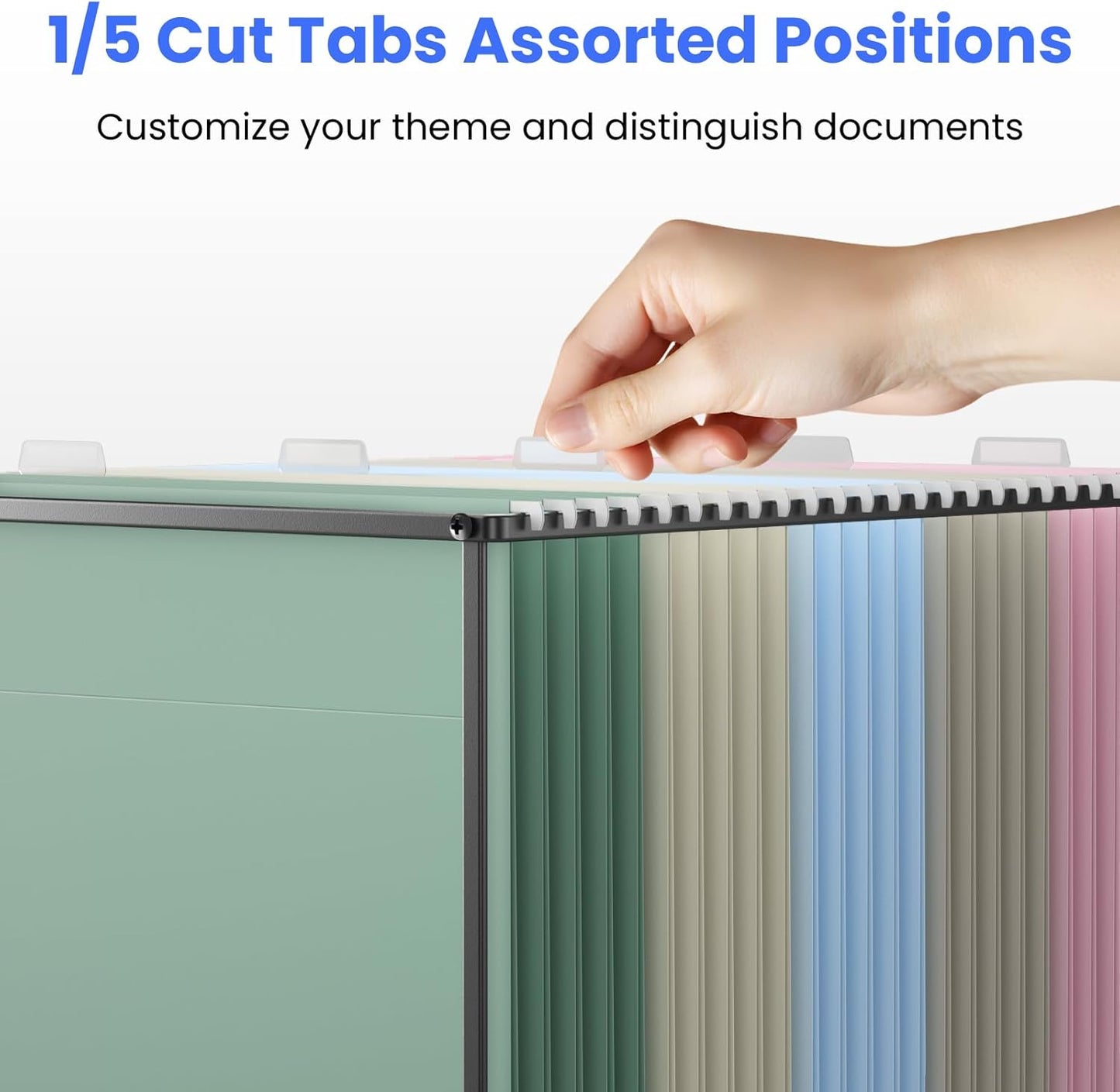 Hanging File Folders Letter Size, 25 Pack File Organizer Folders, 1/5-Cut Tabs with Hanging File Folder Frame, Heavy Duty No Extension, Stay Organized for Your Home and Office Bulk File