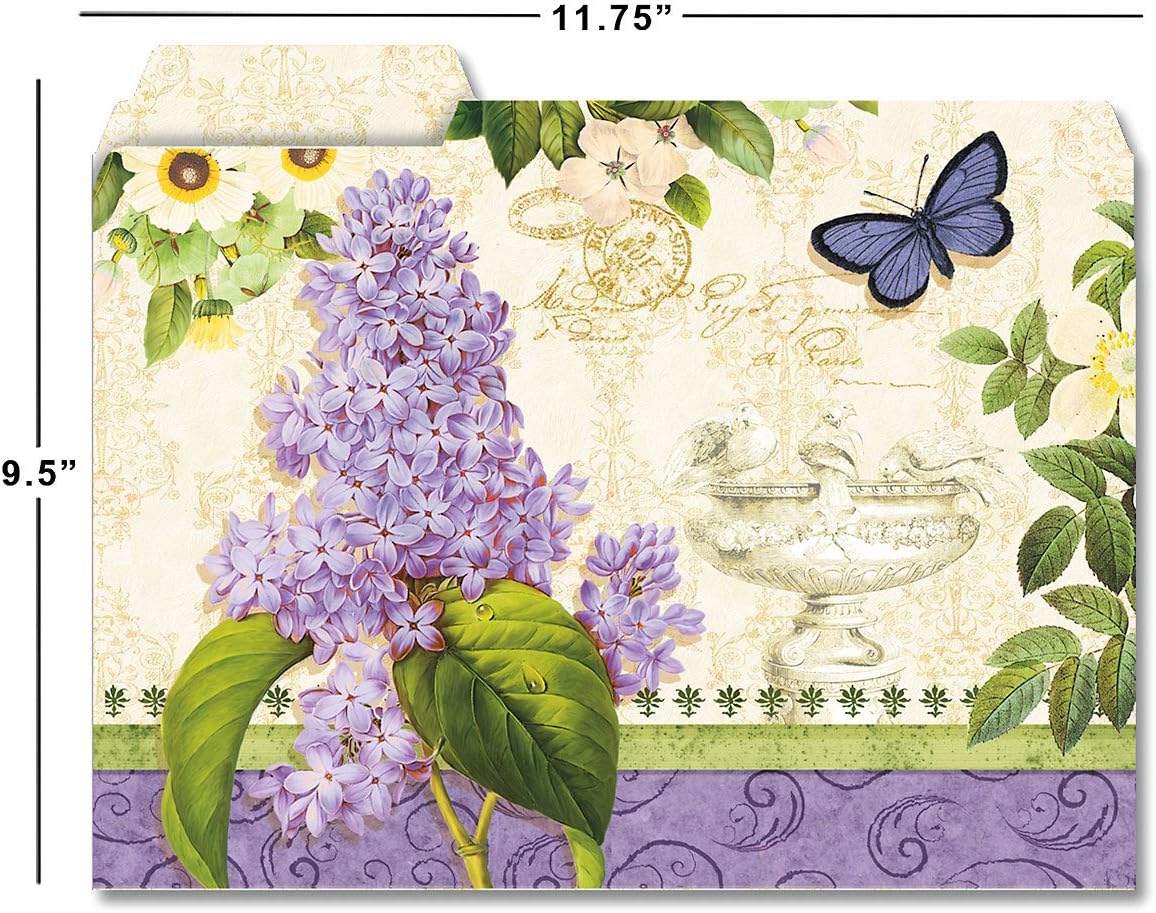 Current Grande Fleur File Folders Value Pack - Bulk Set of 24, 6 Pretty Decorative Designs, 1/3 Cut Tabs, Heavy-Duty Paper Stock, Office Supplies for Home & Work, 9-½” x 11-¾” Letter Size