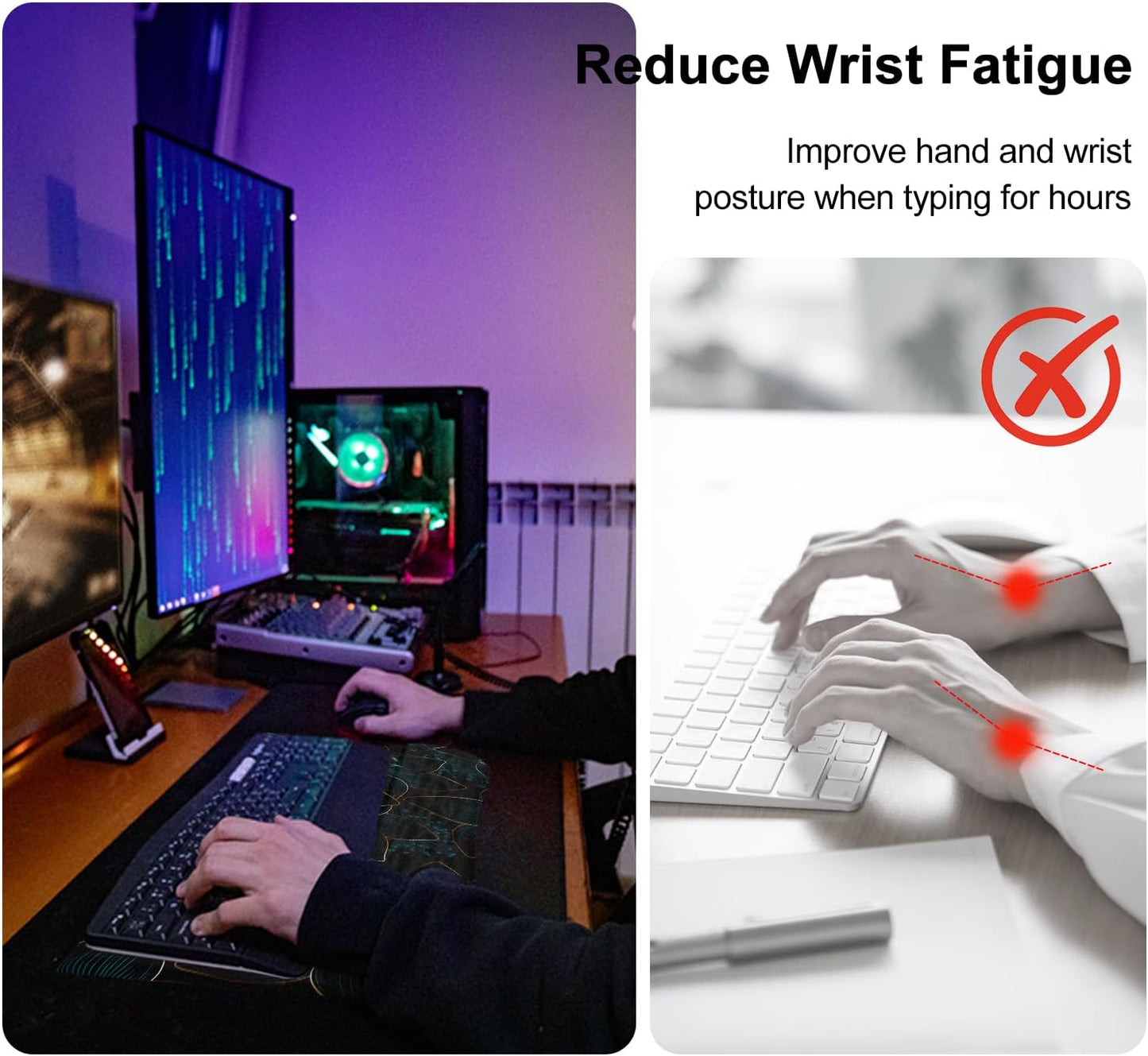 Computer Keyboard Stand with Wrist Rest,Comfy Ergonomic Tilted Keyboard Holder,Keyboard Tray Support for Office Home (Green Flowers)