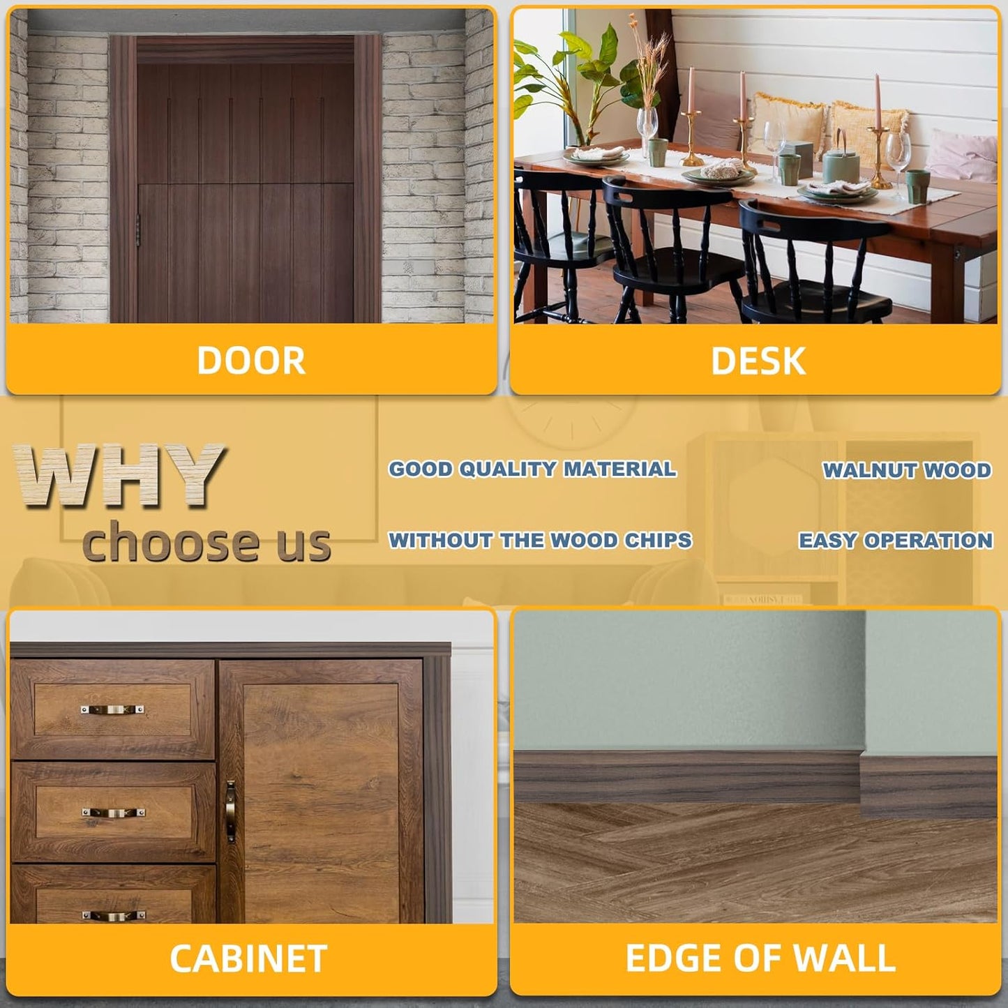 GSCIT Club Wood Grain Repair Tape, 2.4 inch X 250ft Self Adhesive Walnut Grain Repair Patch for Tables, Chairs, Baseboards, Doors, Windows, Floors, Handicraft DIY.